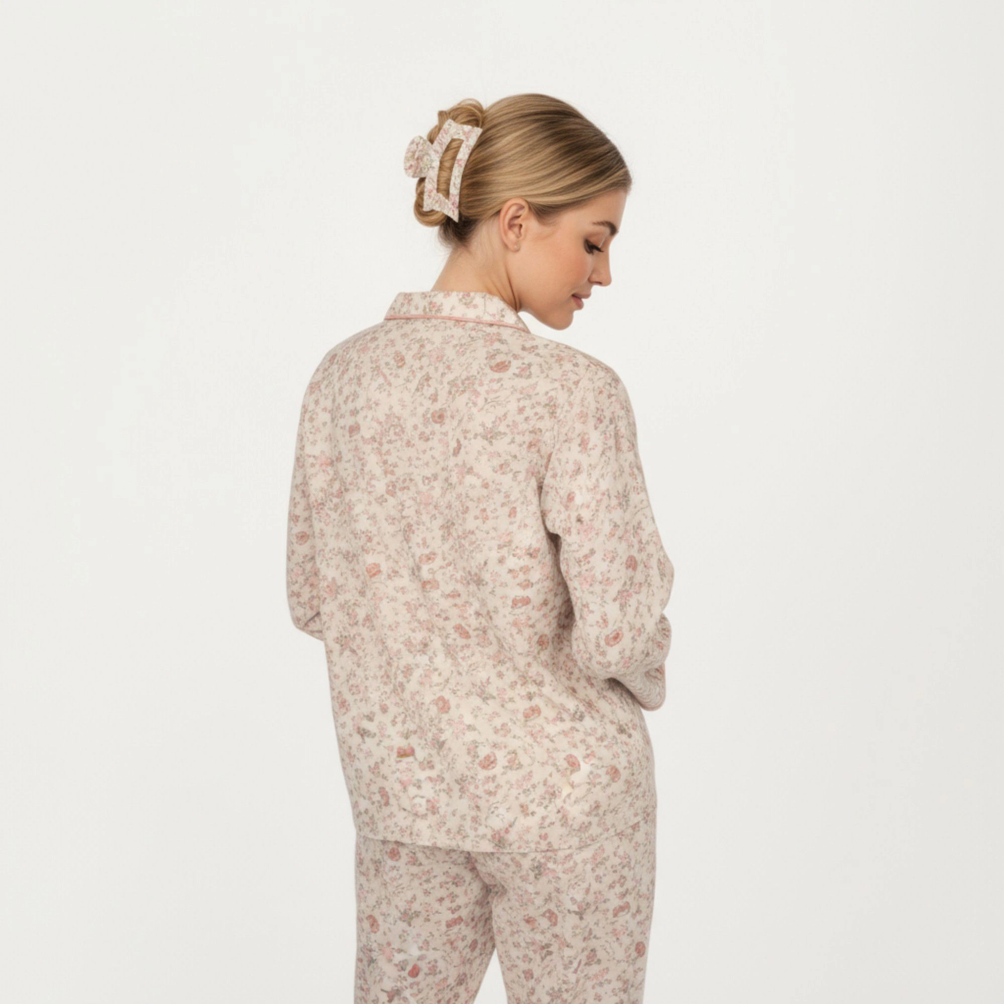 Anna-Kaci Women's 2-Piece Button Front Floral Print Pajama Top with Notched Collar and Relaxed Pants