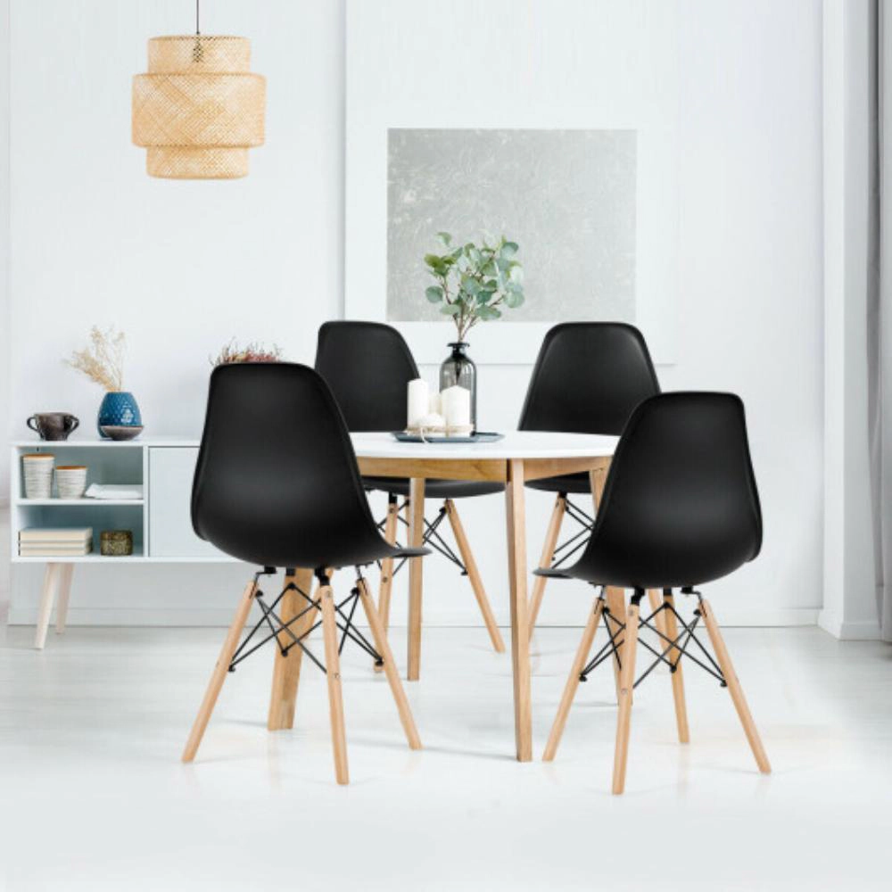 Hivvago 4 Pieces Modern Armless Dining Chair Set With Wood Legs