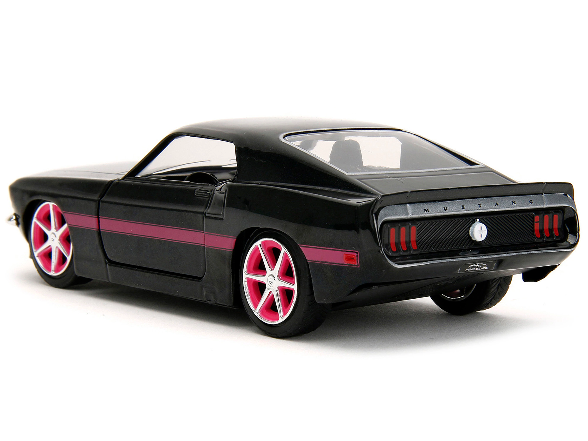 Jada 1969 Ford Mustang Black Metallic with Pink Stripes and Wheels "Pink Slips" Series 1/32 Diecast Model Car by Jada