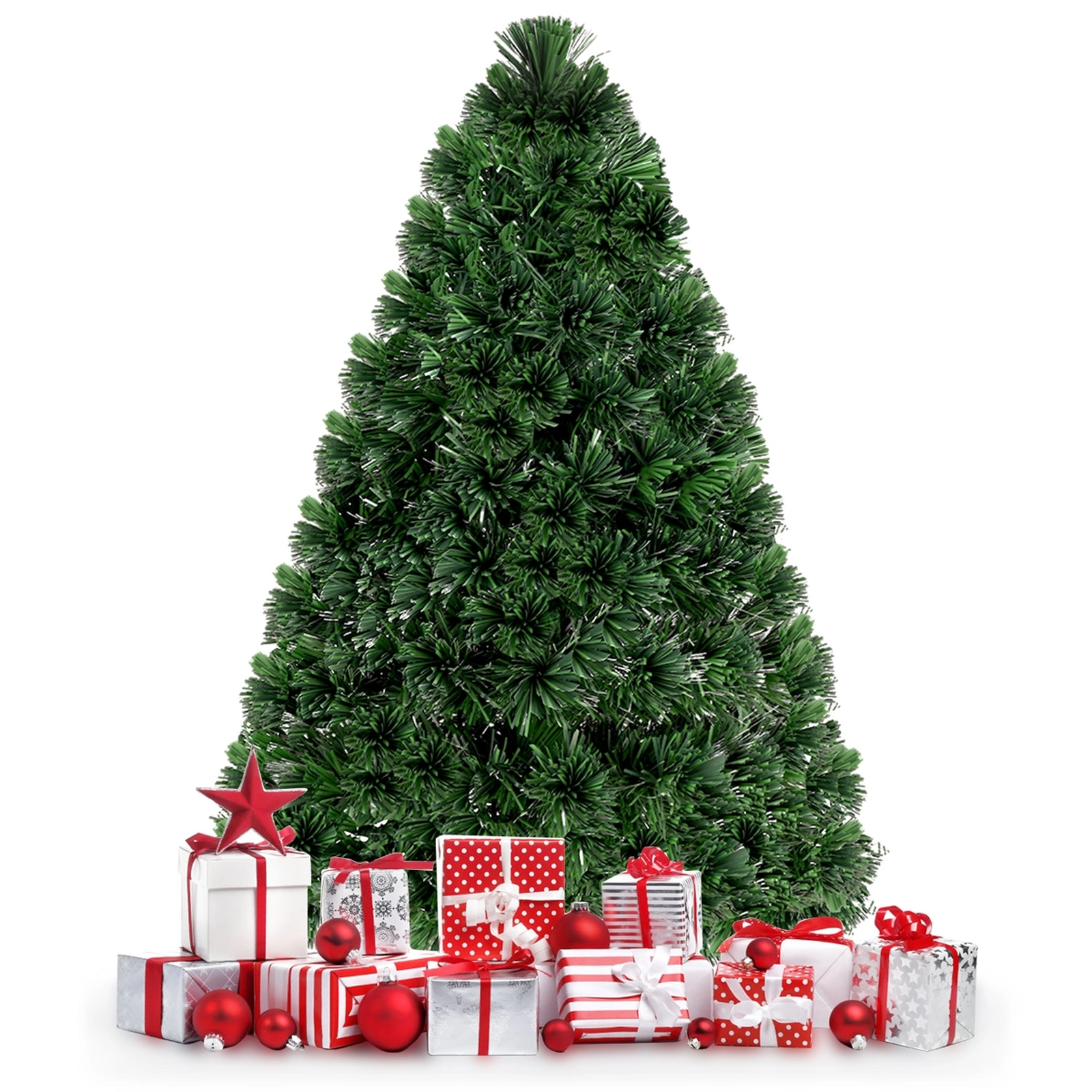 SUGIFT 4-ft Green Fiber Optic Artificial Christmas Tree with 125 PVC Tips 7 Light Colors and Plastic Stand