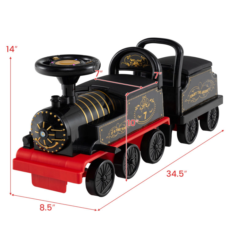 Hivvago 6V Ride on Train 2-Seater with Carriage and Flashing LED Lights