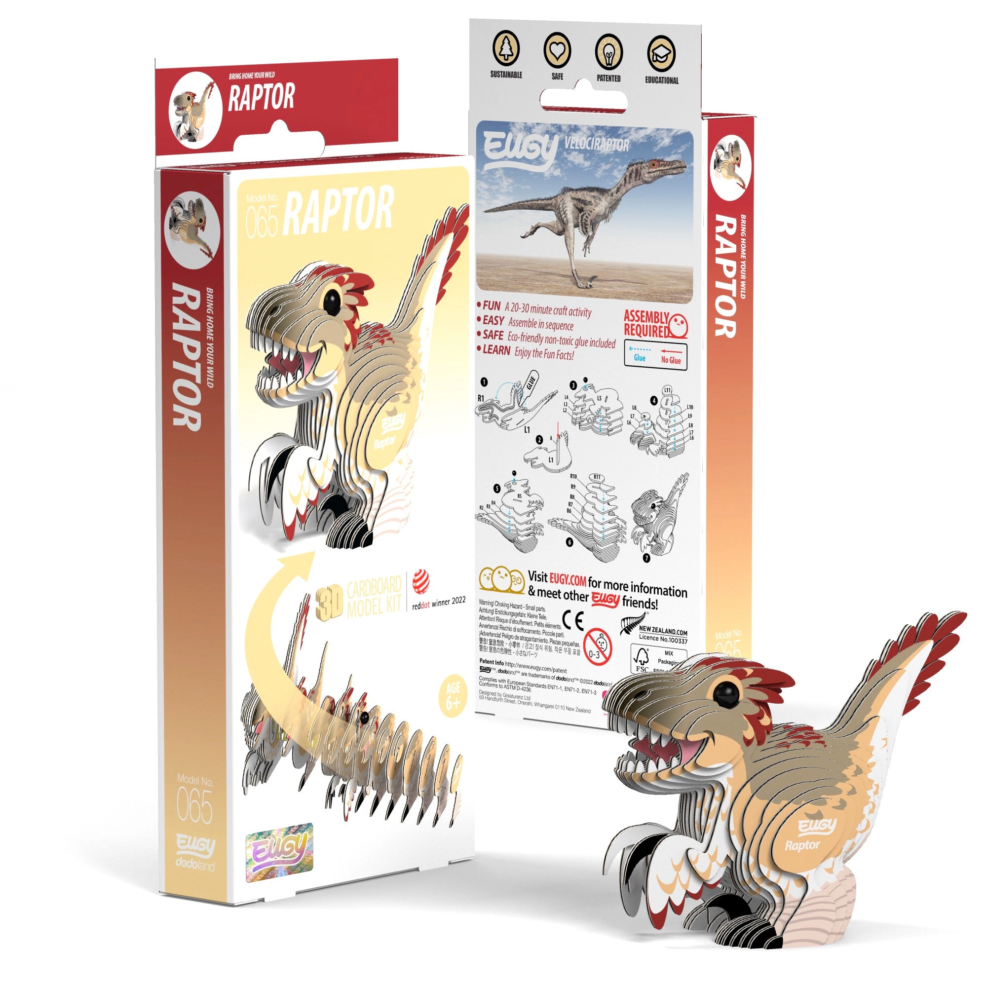 EUGY Raptor 3D Puzzle - contains 25 puzzle pieces
