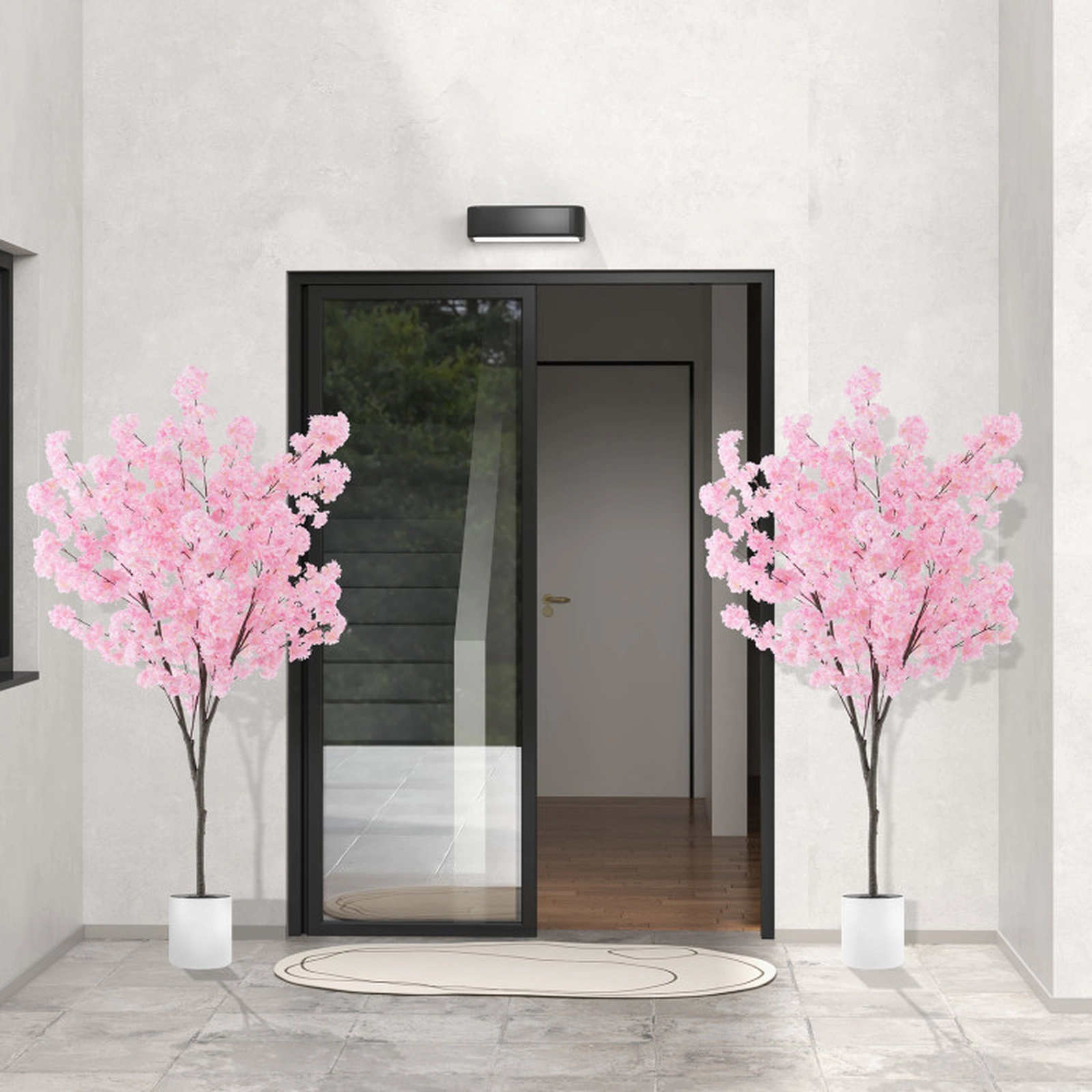 SUGIFT 6.5-ft 900 Blossoms Simulated PE Trunk Artificial Cherry Blossom Tree 8-in x 8-in x 74.8-in 11-lb Pink