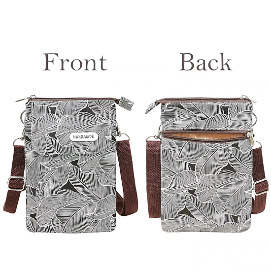 Wrapables Mini Crossbody Cell Phone Bag, Front Flap / Brown Leaves ...