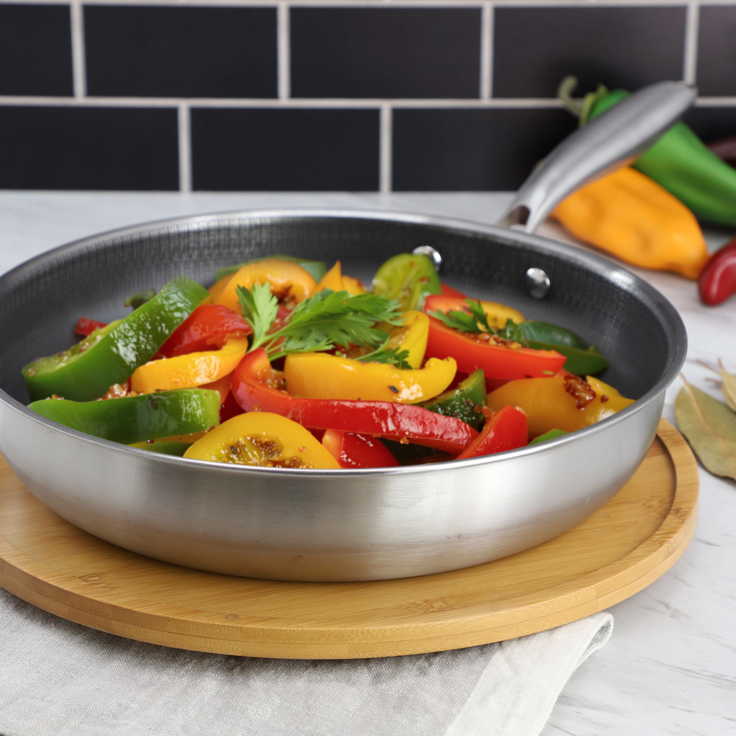 Gibson Home Elsenborn 11in Embossed Interior Stainless Steel Frying Pan