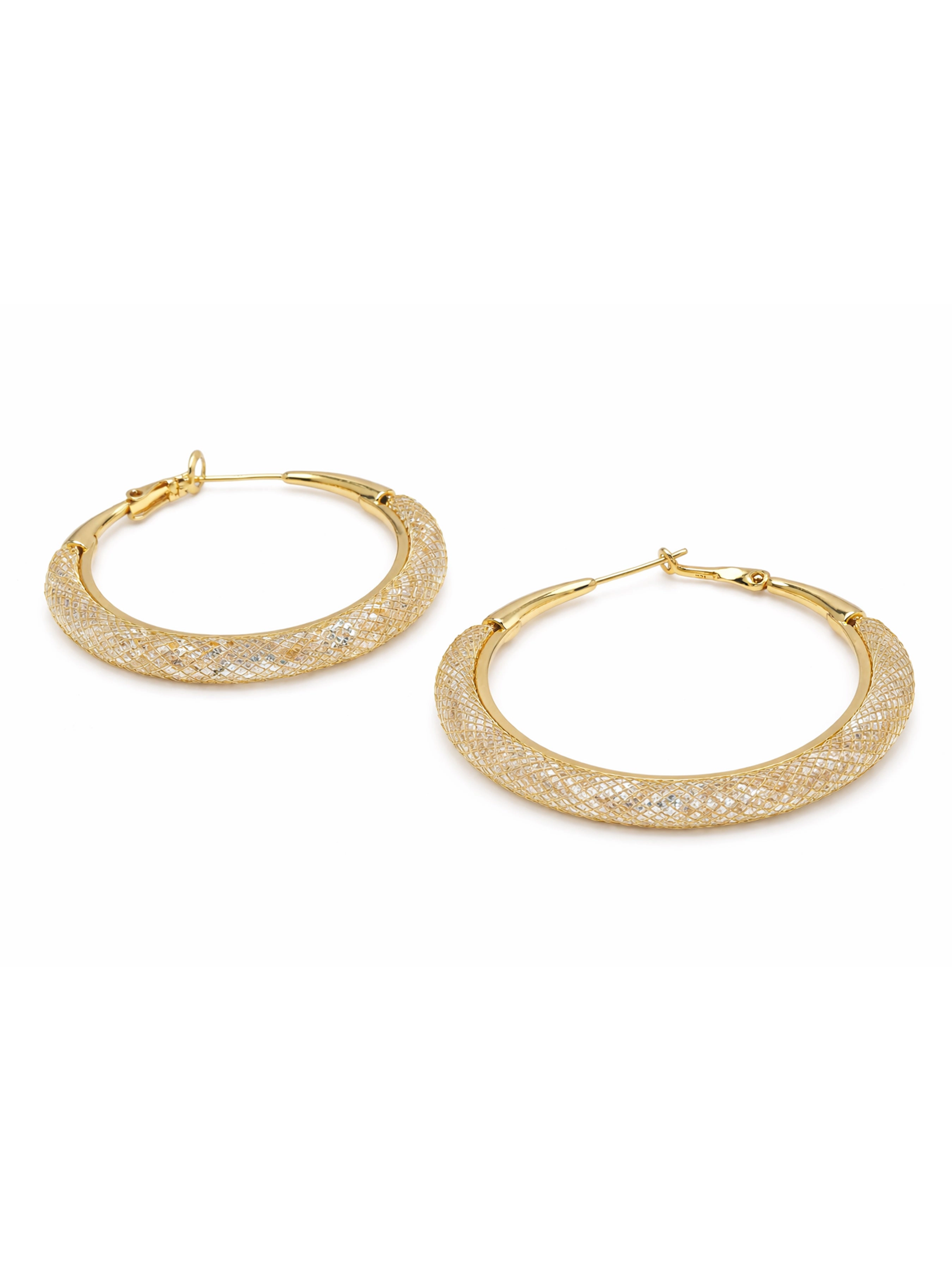 AGP PARIS Womens Textured Wide Hoop Earrings