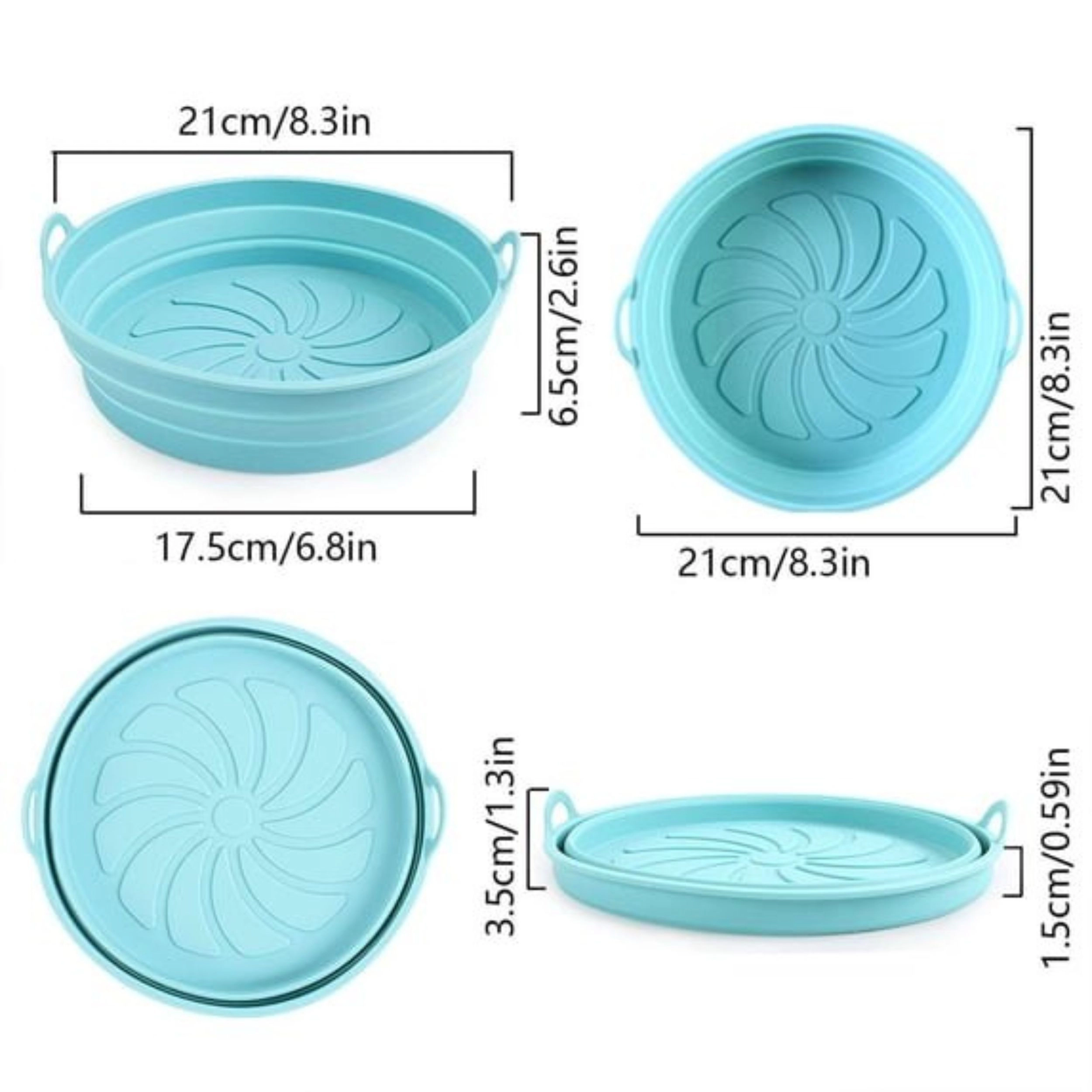 Home Collection Reusable Round Silicone Air Fryer Liner for 5 to 8 Qt Baskets
