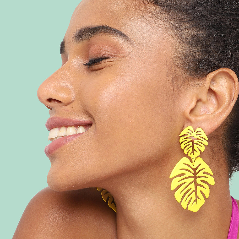 SOHI Women's Leaf Drop Earrings