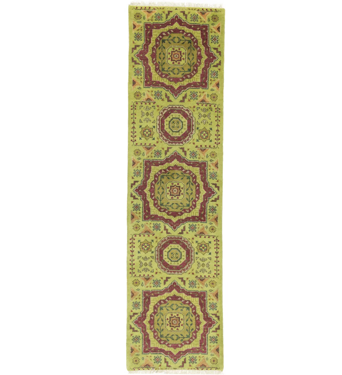 Magic Rugs Light Lime Green Floral 2'7X9'8 Heriz Serapi Oriental Runner Rug