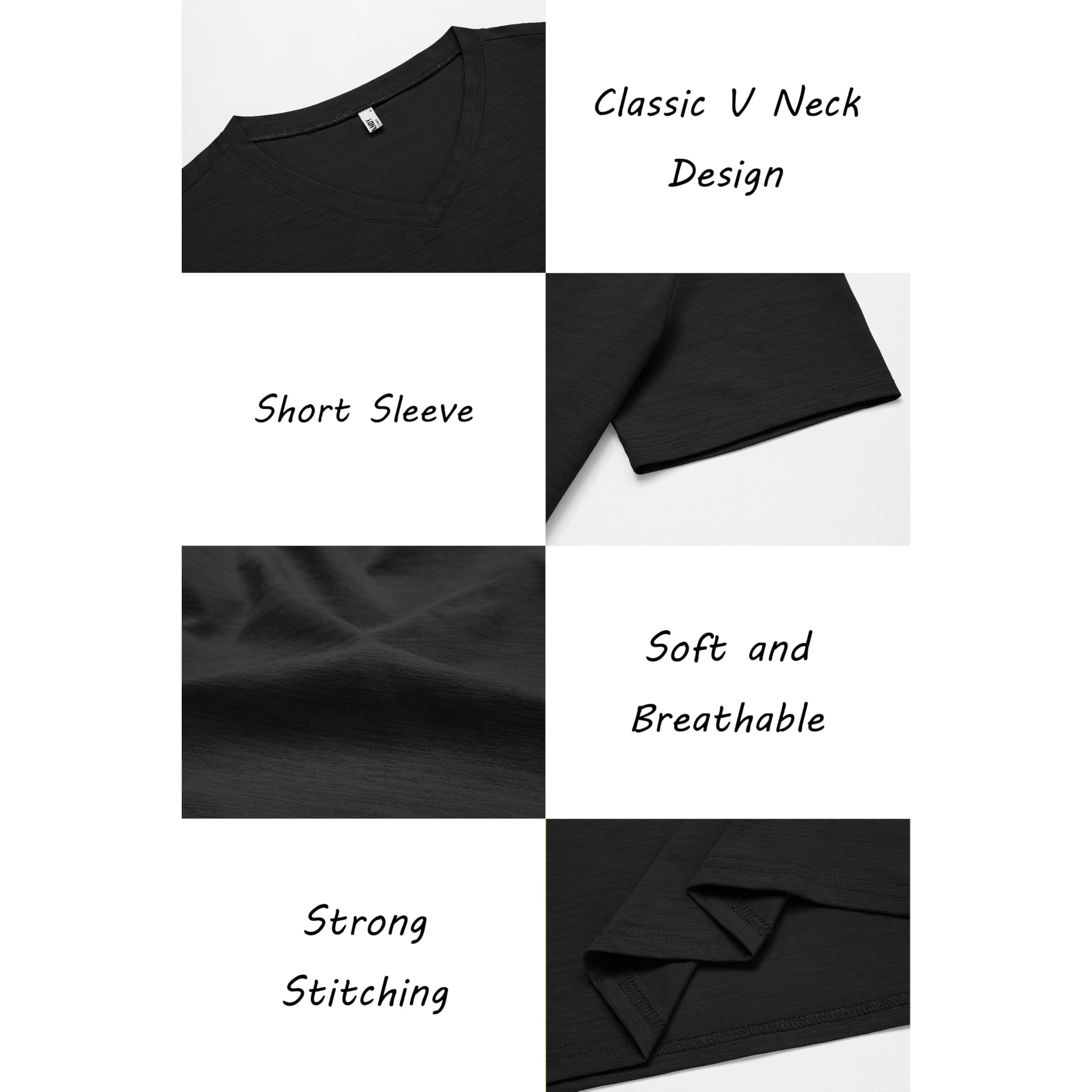 COOFANDY Mens Casual V Neck Short Sleeve T-Shirts  Solid Slim Fit Basic Tees