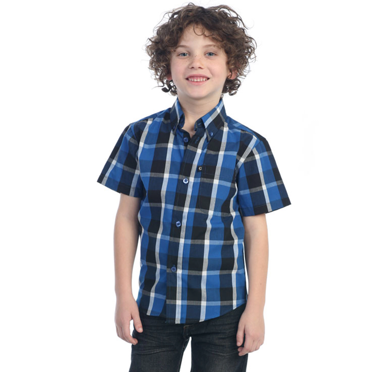Gioberti Boy's Casual Plaid Checkered Short Sleeve Button Down Shirt