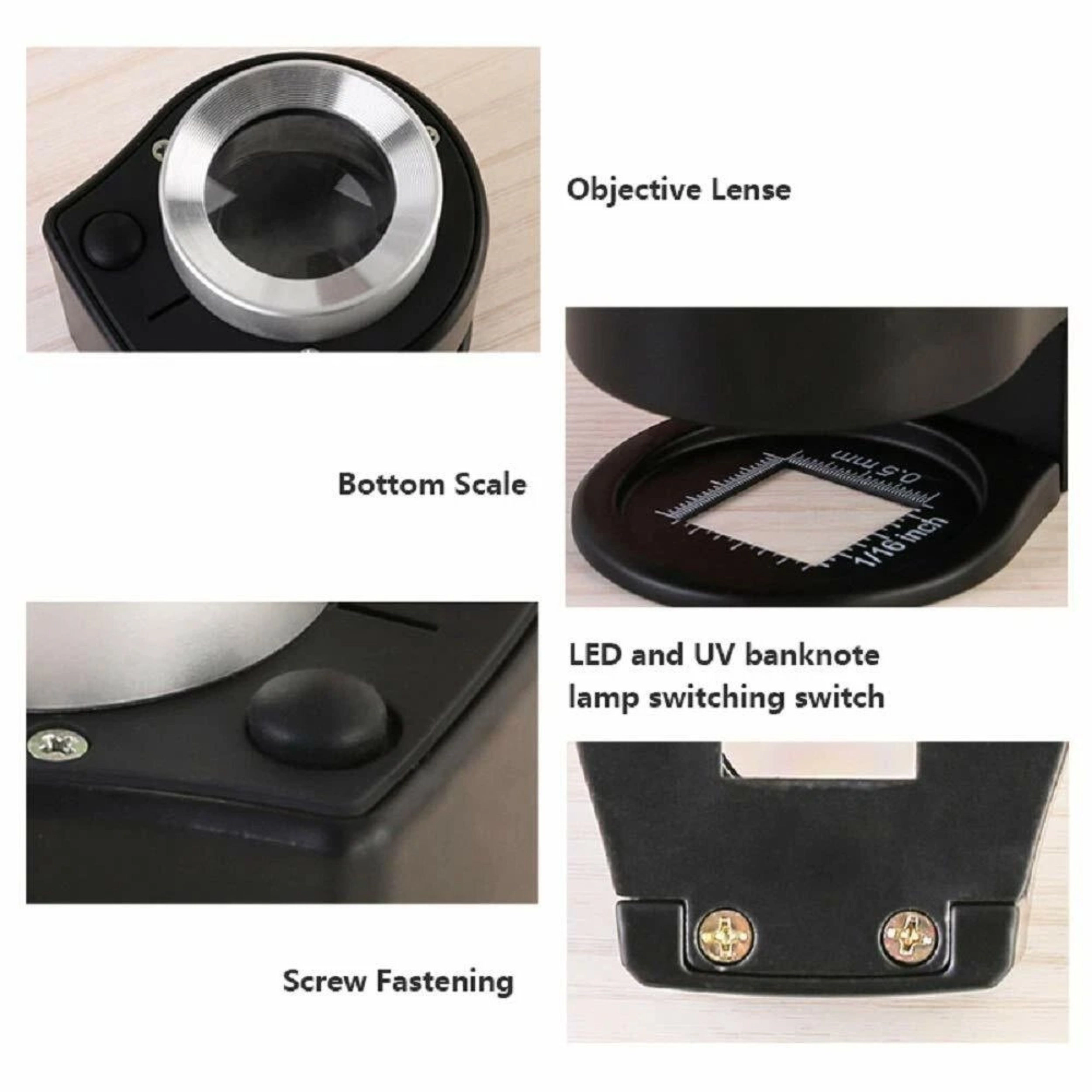 Home Collection 30X Folding Loupe Magnifier with 6 LED and UV Lights