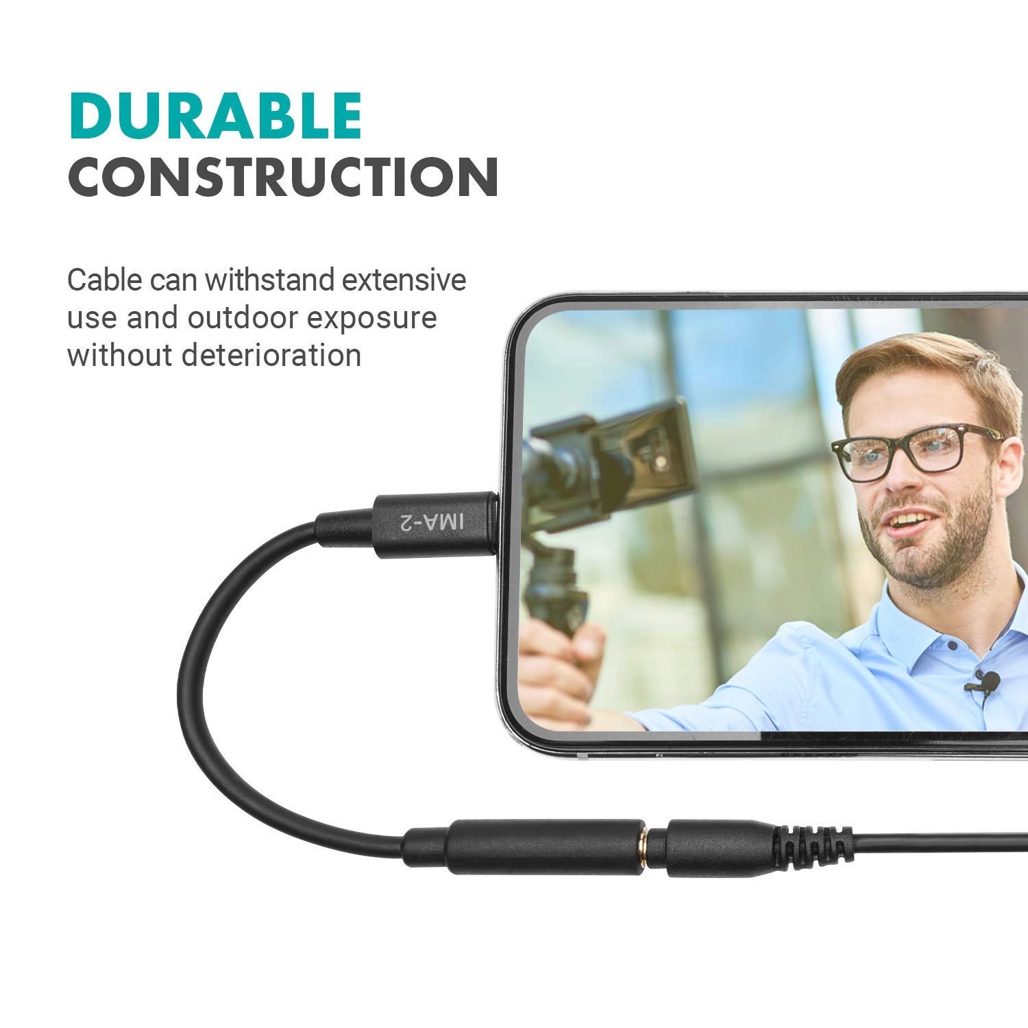 Movo IMA-2 Headphone Adapter - 3.5mm TRS to Lightning - Compatible with iPhone and iPad