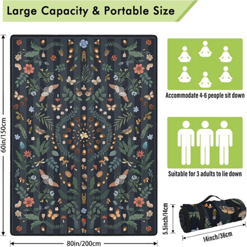 Technopliance Waterproof Foldable Picnic Blanket 60 x 80 Inch