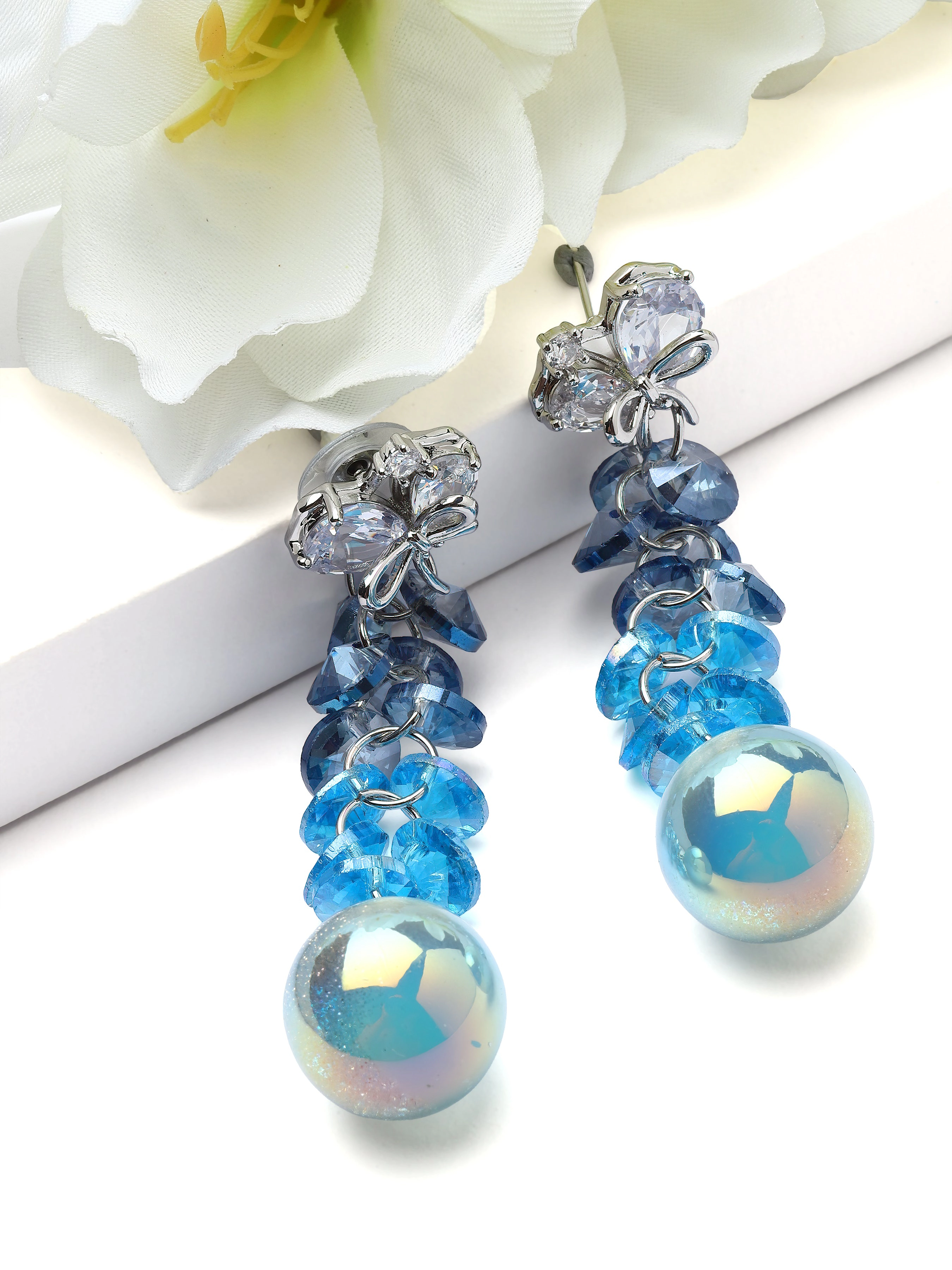 AGP PARIS Womens Beaded Globe Drop Earrings