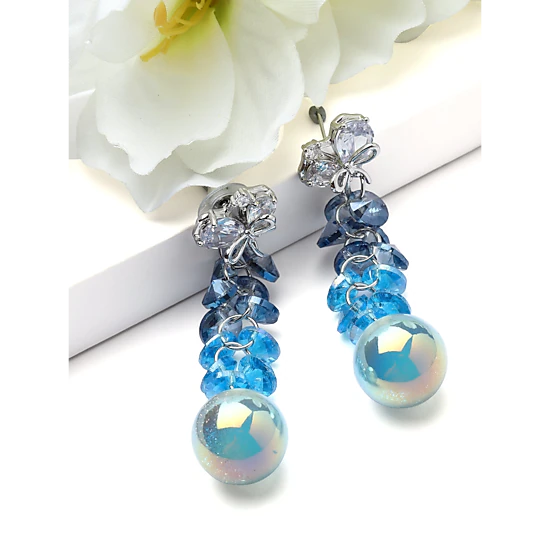 AGP PARIS Womens Beaded Globe Drop Earrings