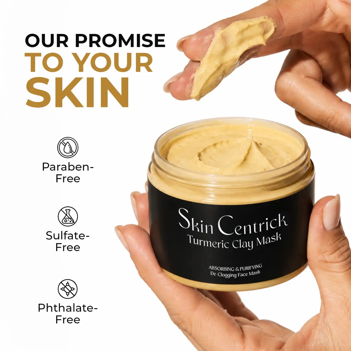 Skin Centrick Clay Face Mask - Turmeric, Bentonite & Vitamin C - Deep Cleansing for Oily & Combination Skin, 120 ml
