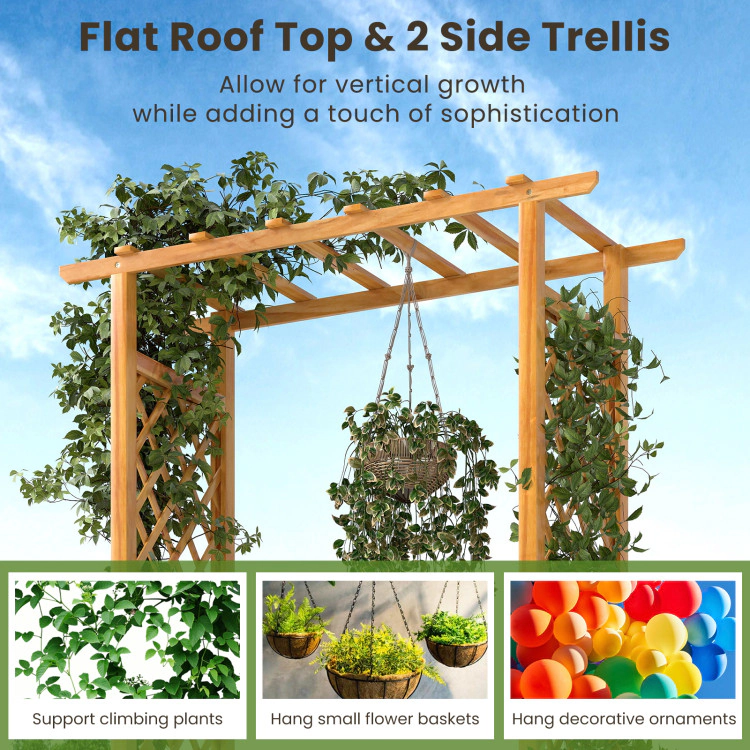 Hivvago 70 Inch Wooden Raised Garden Bed with Lattice Trellis