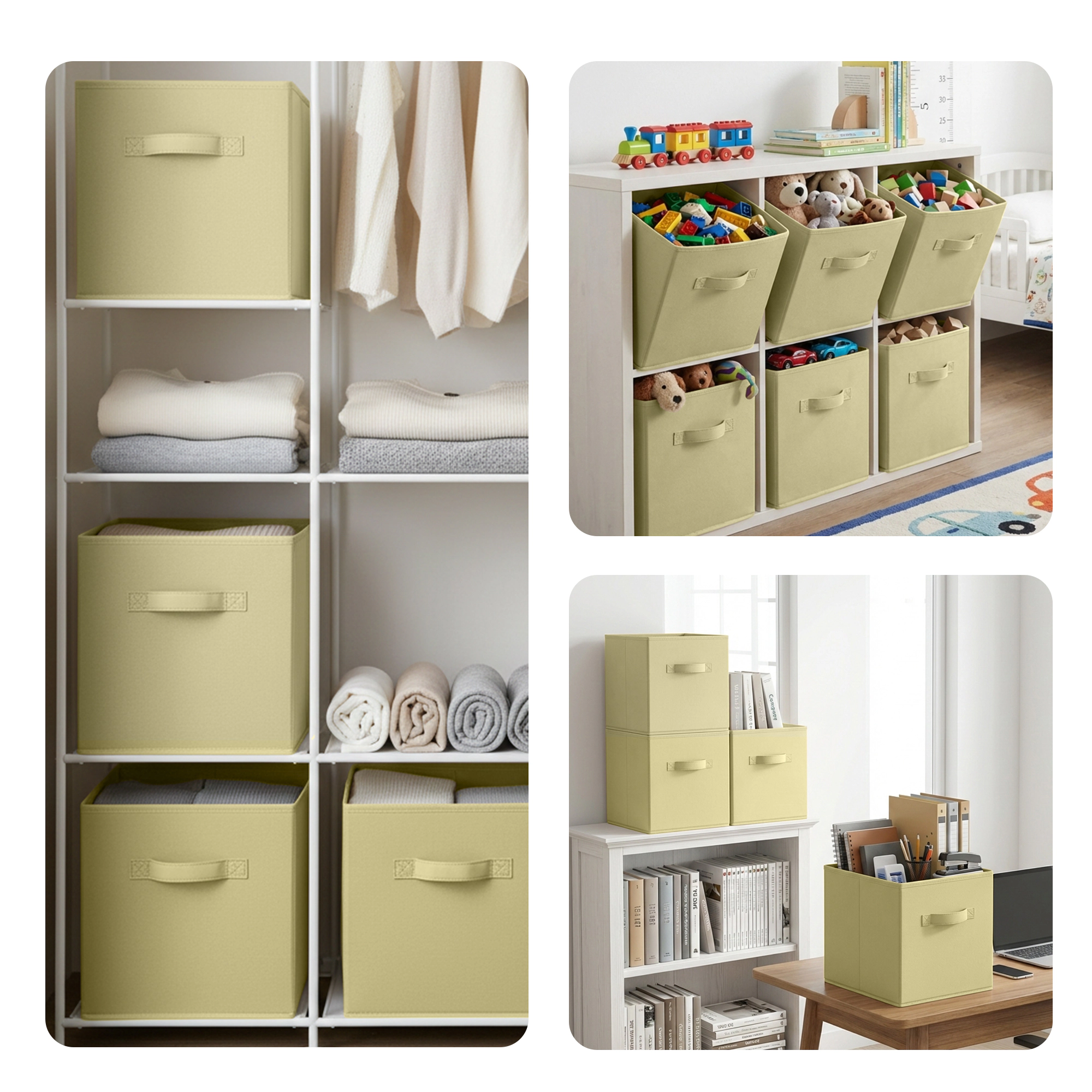 Cheer Collection Collapsible Fabric Storage Cubes with Handles, 6 Pack