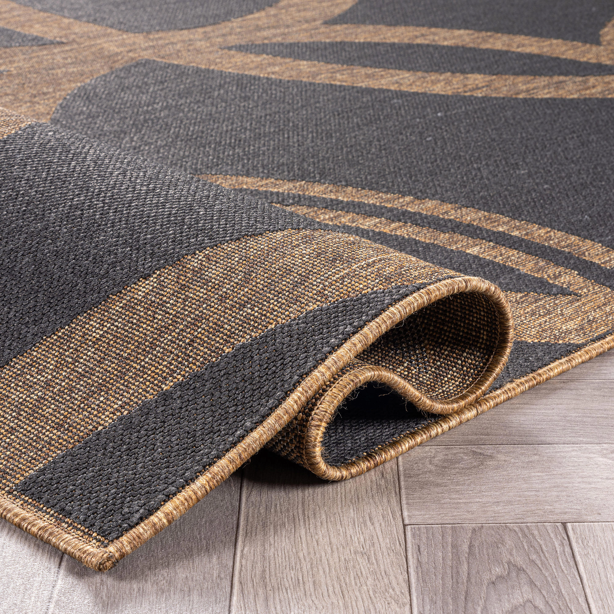 World Rug Gallery Abstract Indoor/Outdoor Flat Woven Area - Natural Jute-Style, Easy-Care Patio