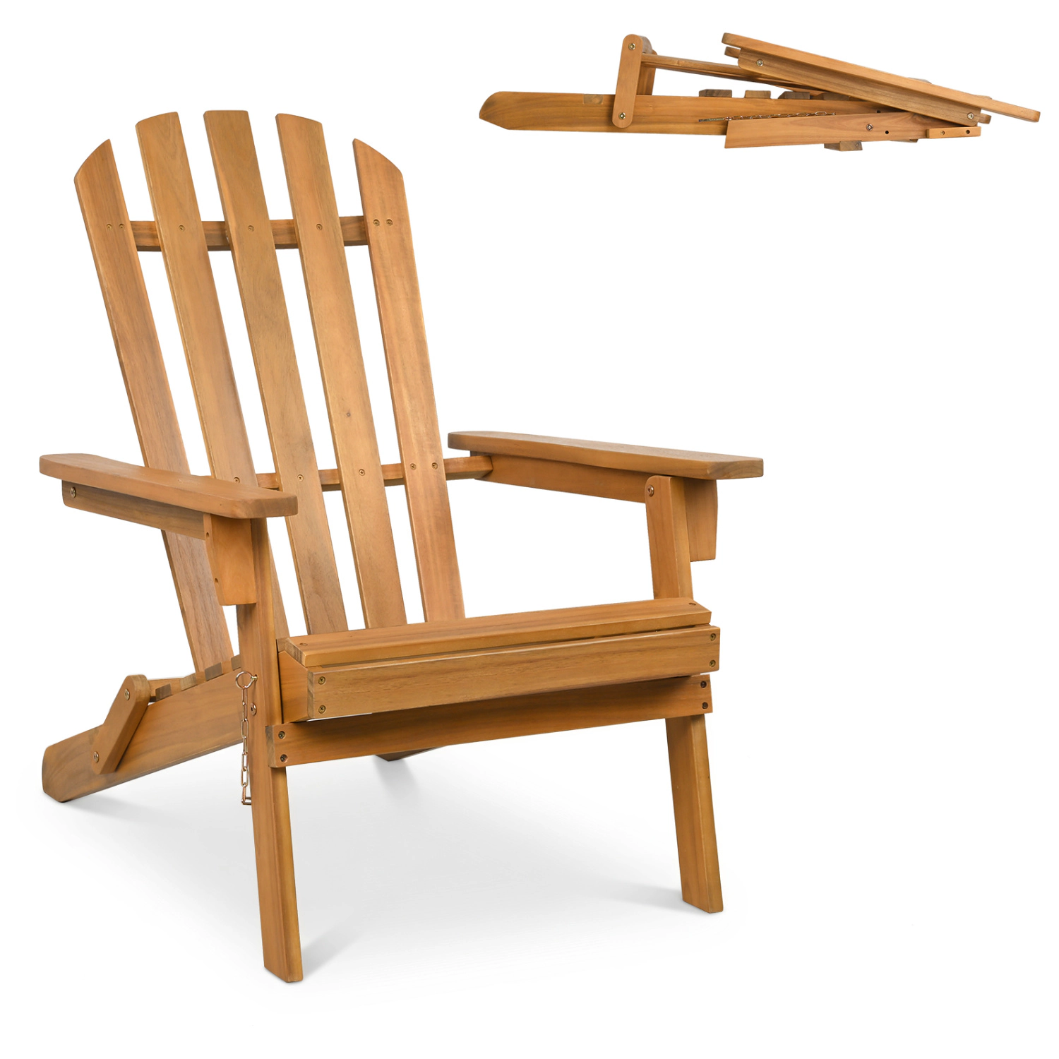 LJG Folding Acacia Wood Oversized Adirondack Chair