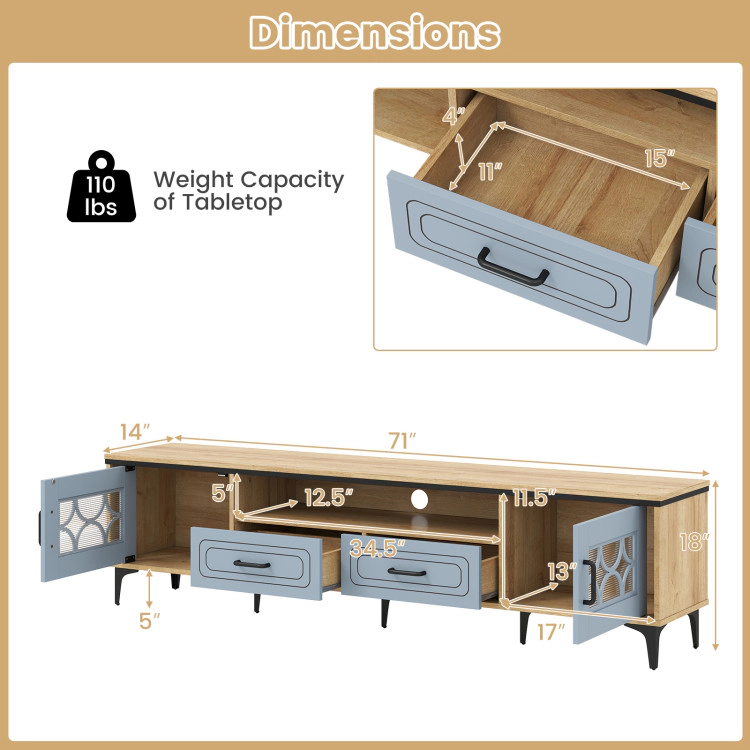 Hivvago Farmhouse Tv Stand For Tvs Up To 80 Inch With 2 Drawers