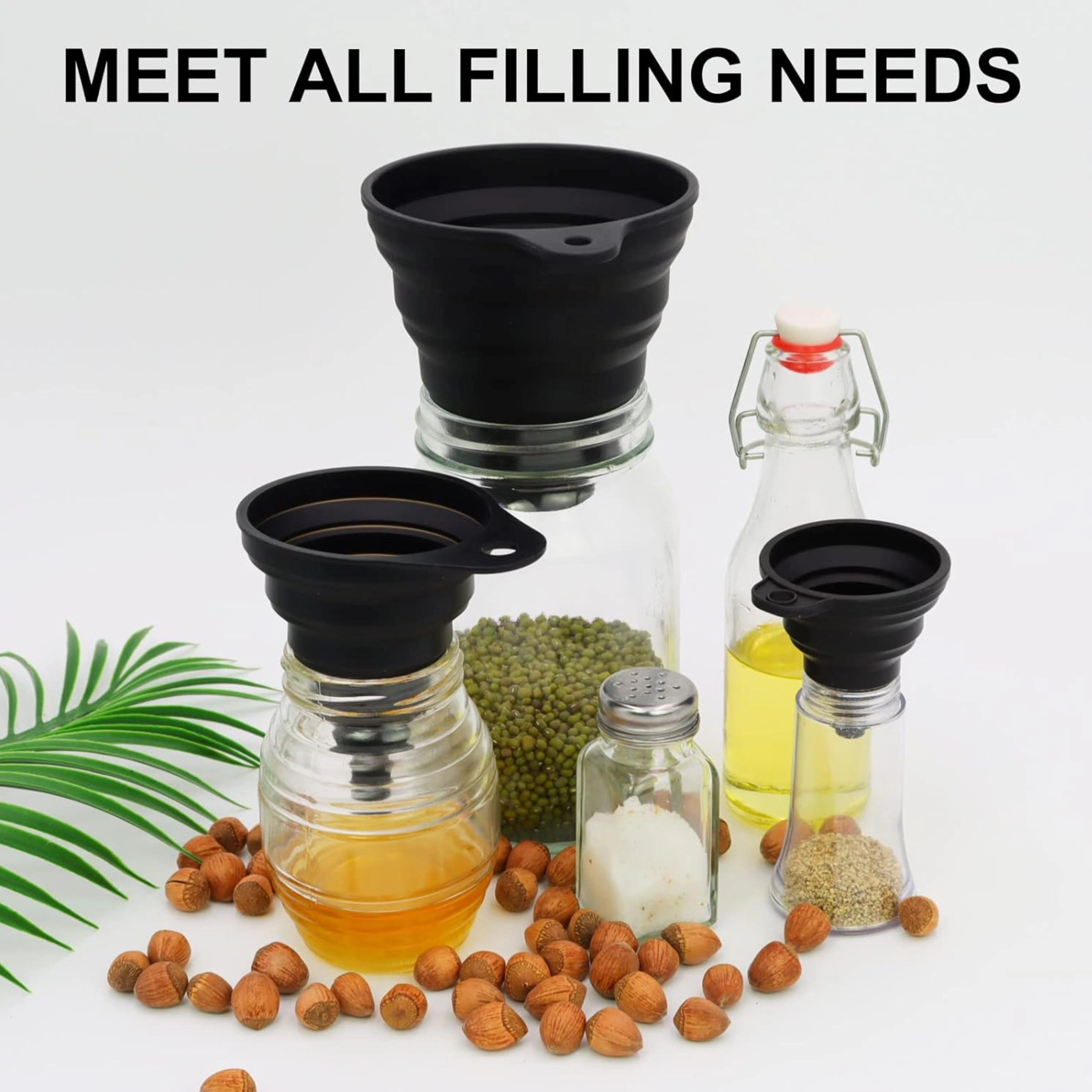 Stock Preferred Pack of 3 Silicone Kitchen Funnel Set Food Grade Collapsible Bottle Funnels
