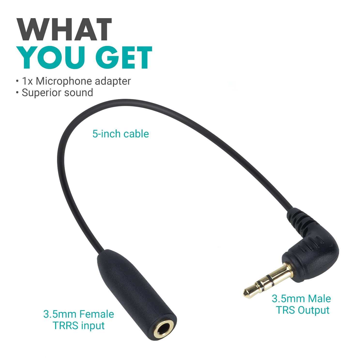 Movo MC4 TRRS to TRS Adapter - 3.5mm (Female) TRRS Microphone Adapter Cable to 3.5mm TRS (Male) for Cameras