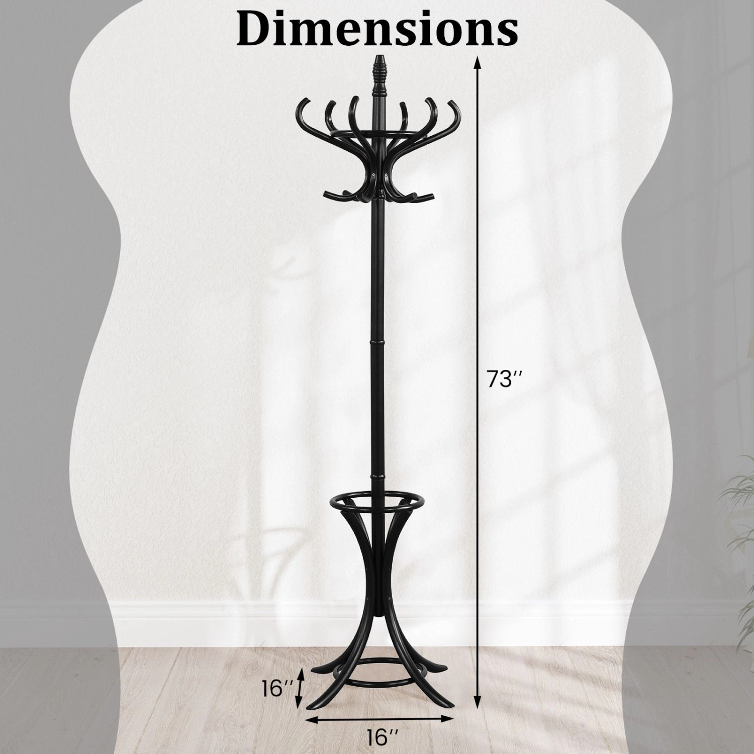 SlickBlue Freestanding Coat Rack with Hooks for Entryway Storage