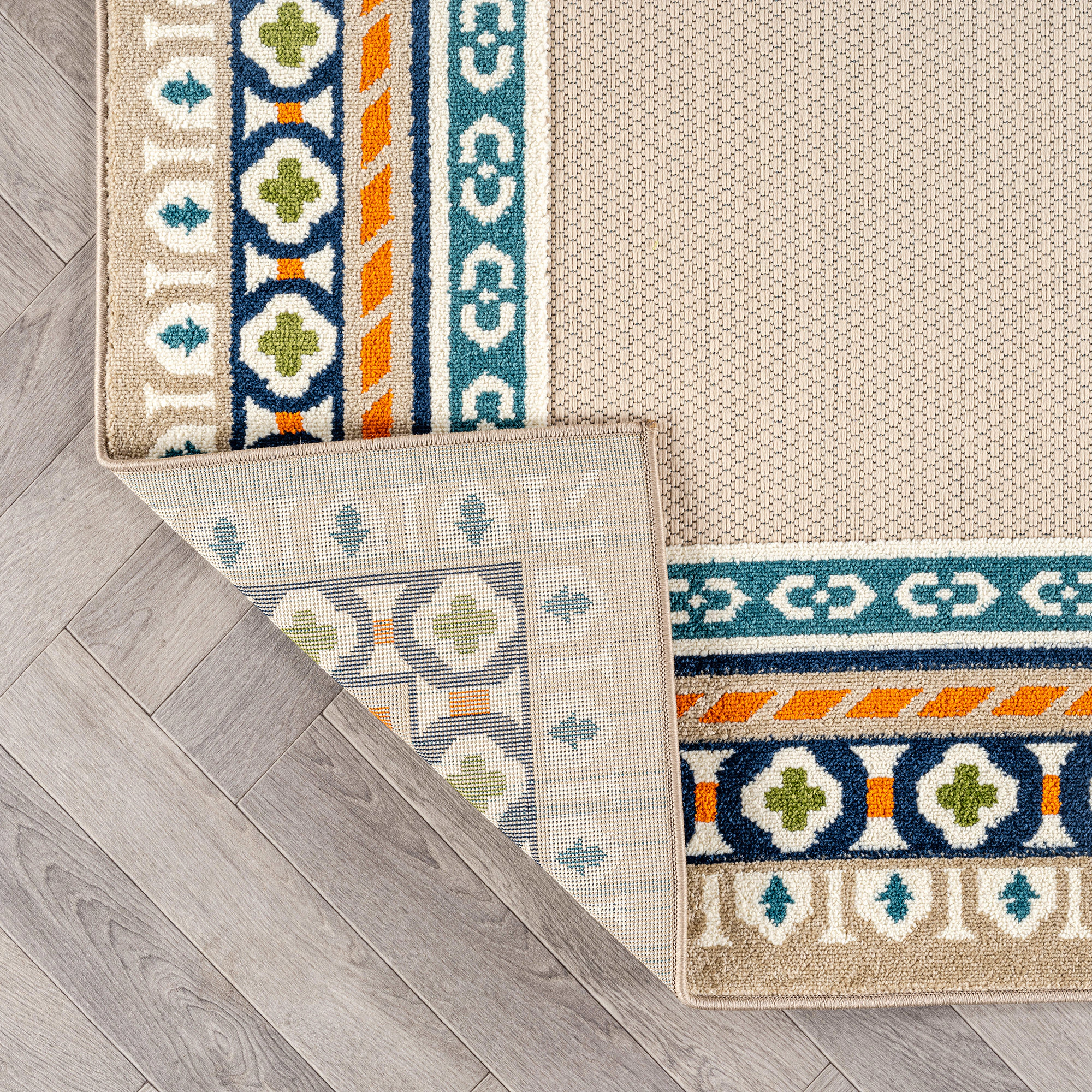 World Rug Gallery Indoor/Outdoor High-Low Textured Area Rug, Coastal Border, Easy-Clean