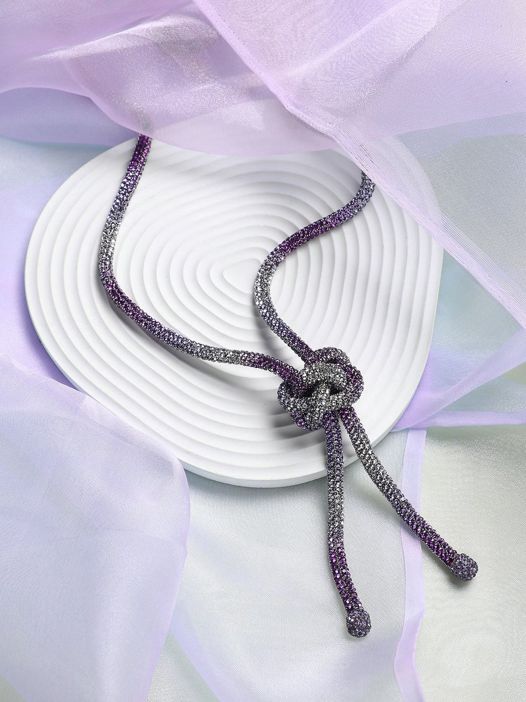 SOHI Women's Crystal Silver:amerthyst Purple the Jingle Sautoir Necklace