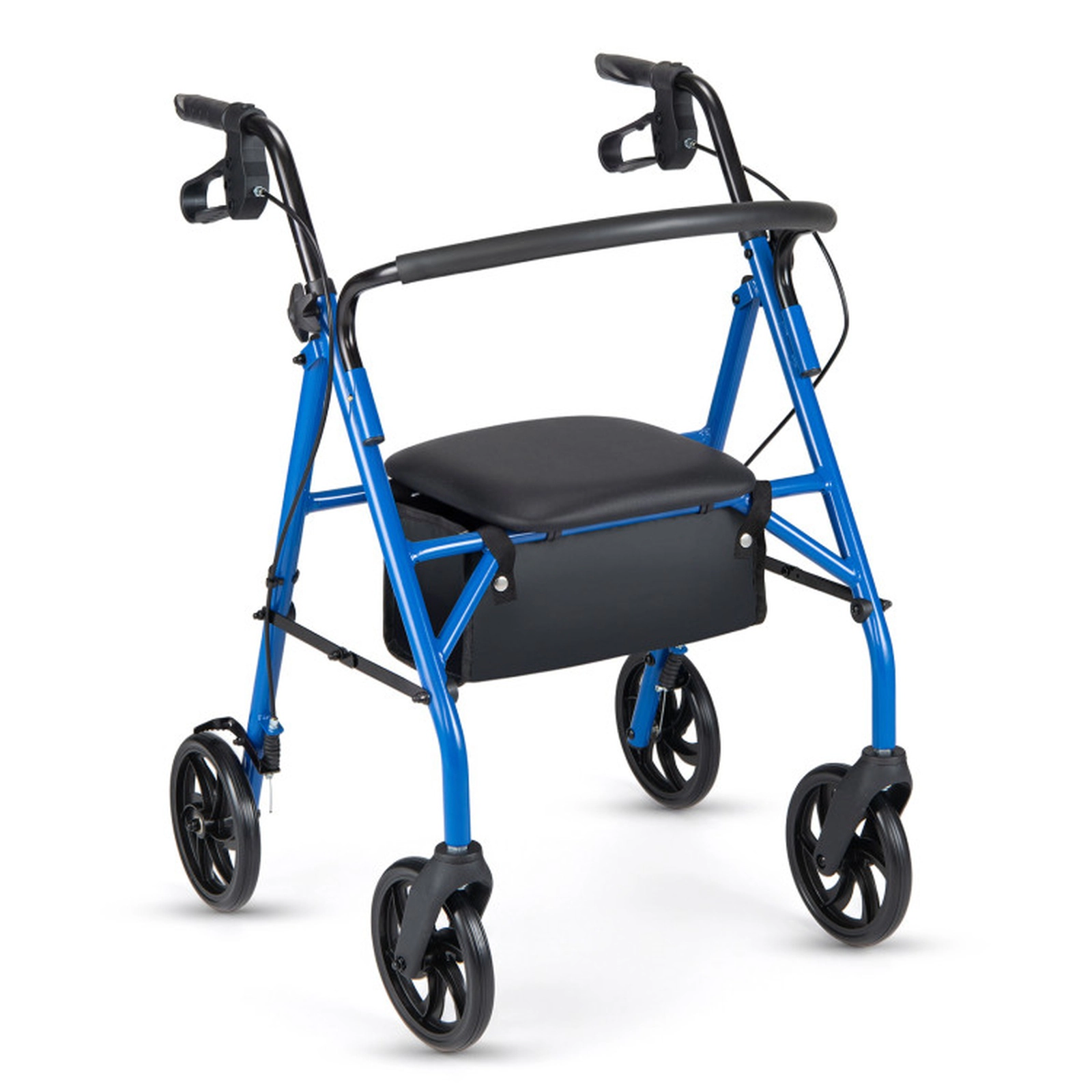 SUGIFT Blue Rollator Walker with Backrest and 7-Level Adjustable Handles 28-in W 23.5-in D 220-lb Seat Capacity