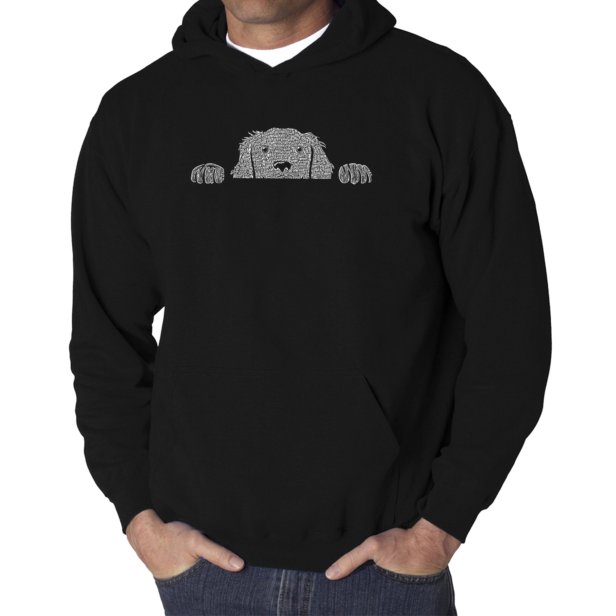 LA Pop Art Peeking Dog - Men's Word Hooded Sweatshirt
