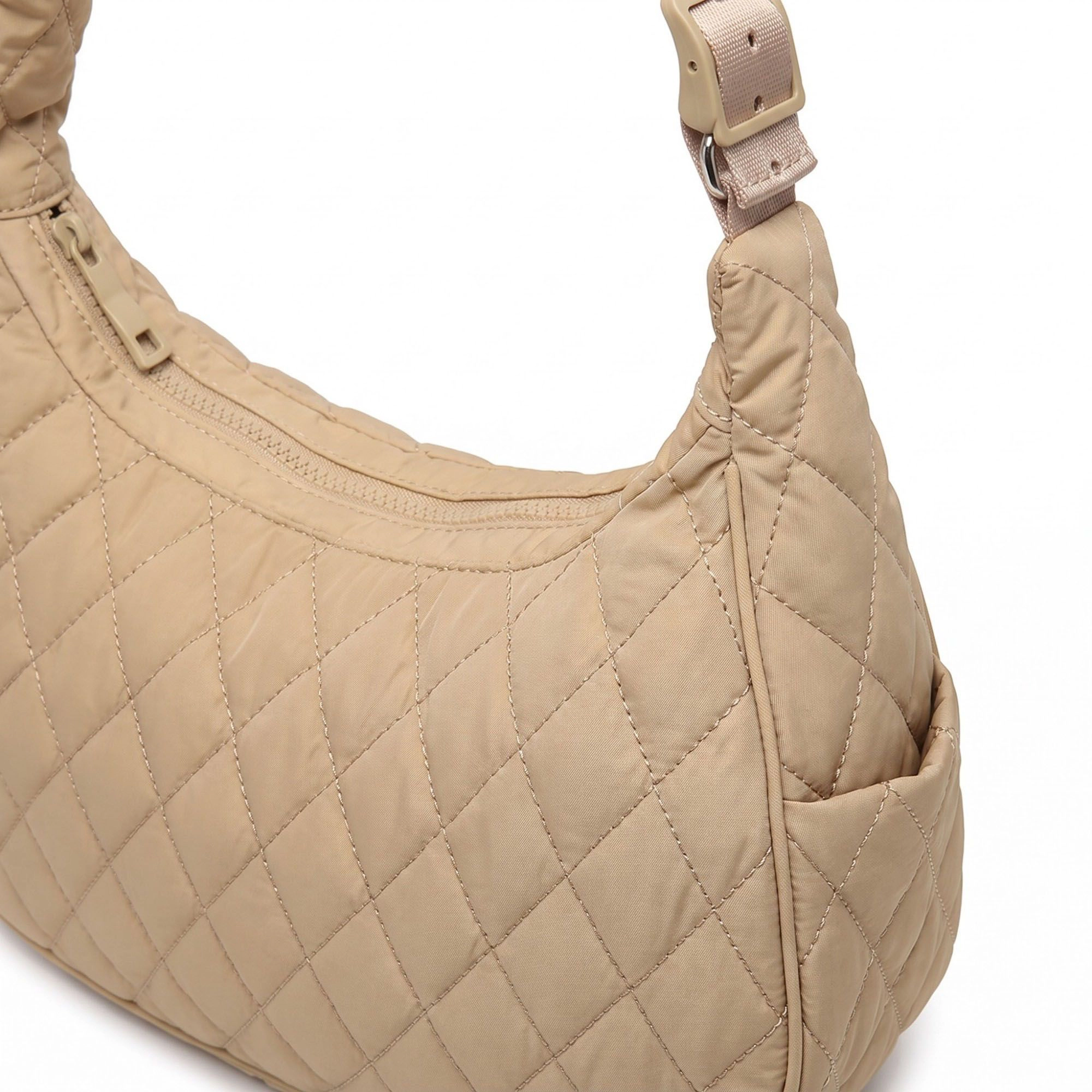 Alilang Women's Quilted Hobo Shoulder Bag with Adjustable Strap and Side Pockets 13.5x5.5x9in