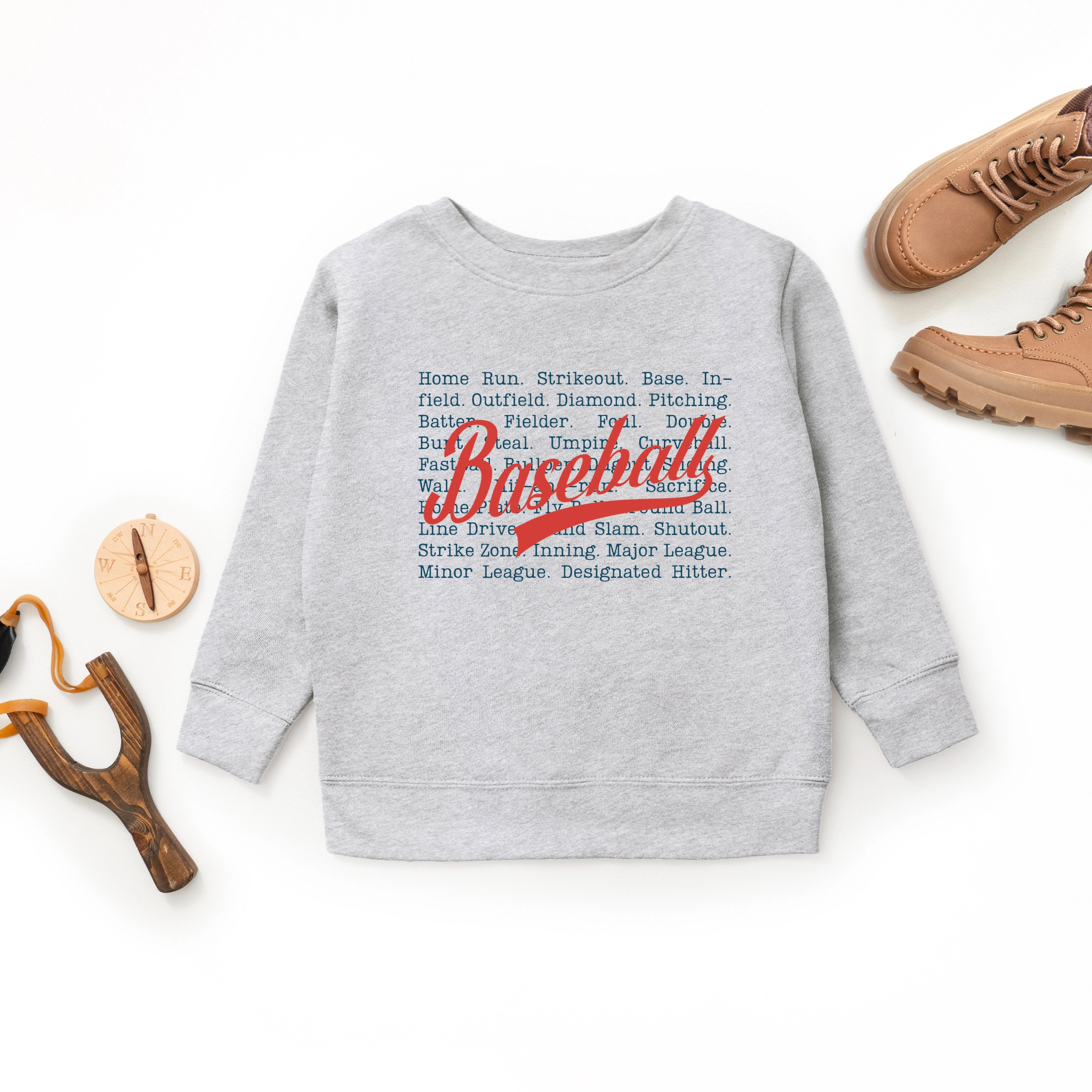 The Juniper Shop - Baseball Words Stacked Youth Graphic Sweatshirt
