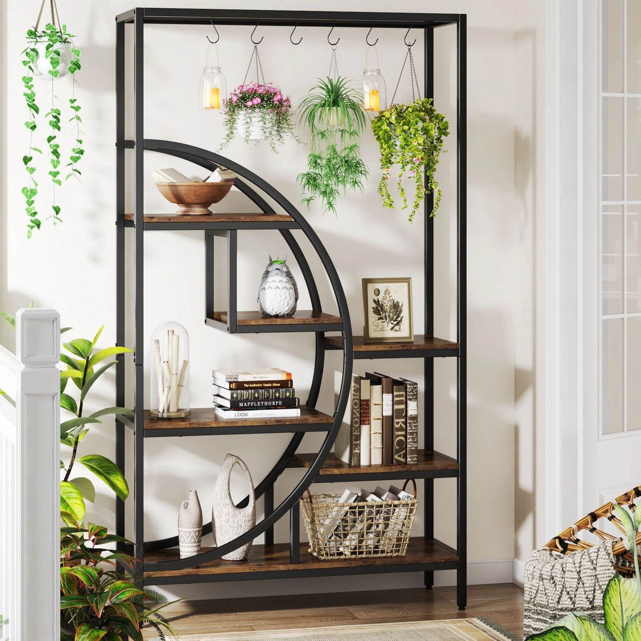 Tribesigns 70.9" Tall Plant Stand, 7 Tier Flower Pots Display Rack with 6 Hooks