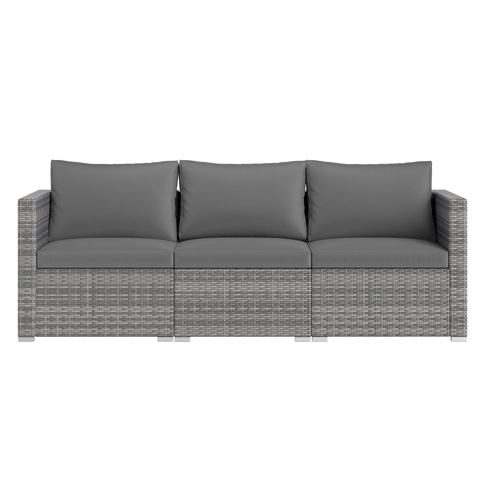 SUGIFT Gray Soft Cushions 3-Piece Patio Sectional Sofa Set PE Rattan Modular Couch