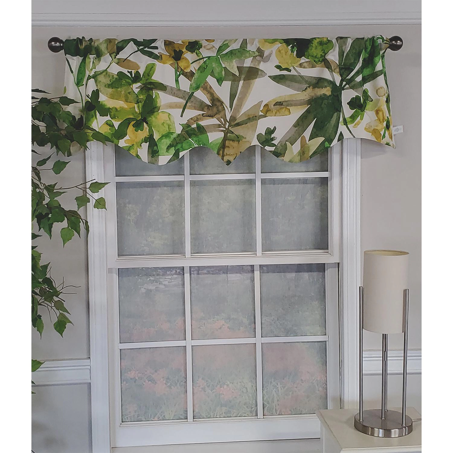 RLF Home Jungla Regal 100% Cotton with Fully Lined 3" Rod Pocket Valnance for Windows 50" x 17" Forest