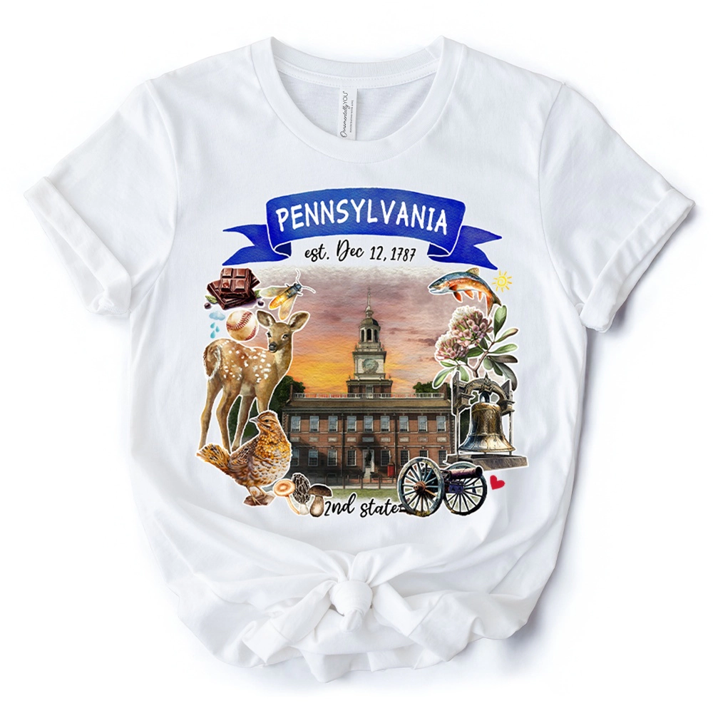 OrnamentallyYou Unisex Artistic Pennsylvania State Themes And Landmarks T-Shirt