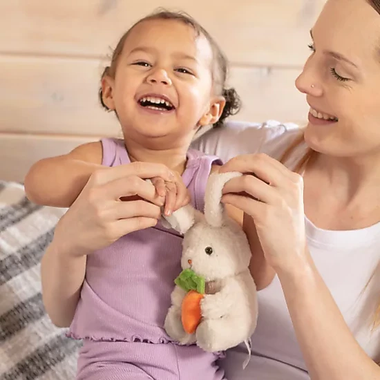 Sperric Easter Baby Plush Playset w/ Easter Basket, Bunny Holding Carrot, Easter Egg, & Squeaky Chicken - Sensory Toys