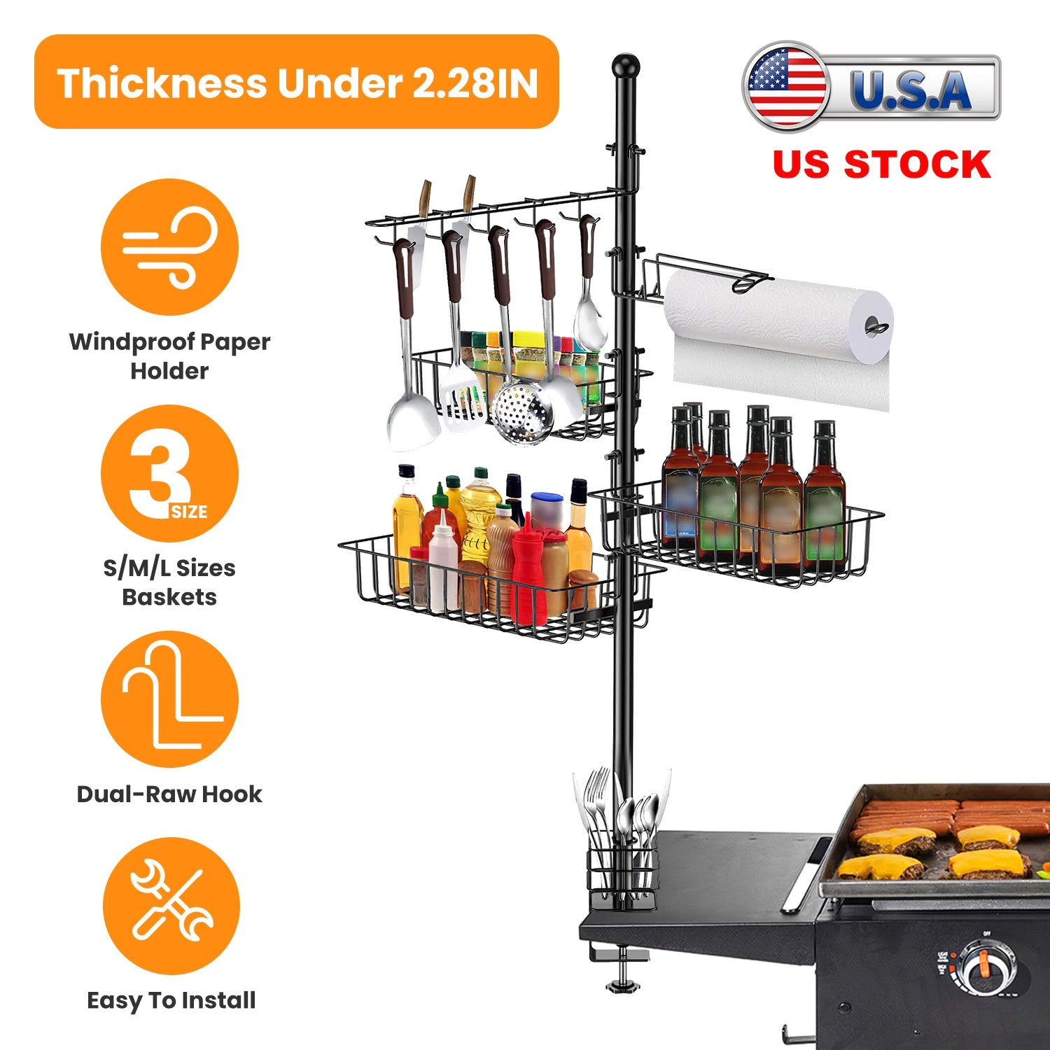 GBruno Steel Griddle Caddy With Paper Towel Holder