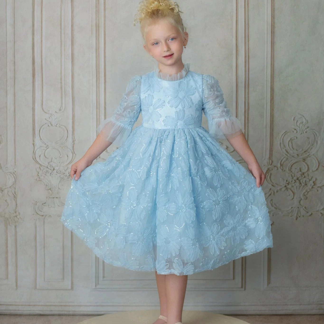 Faeella Girls Sky Petal Music Box Dress