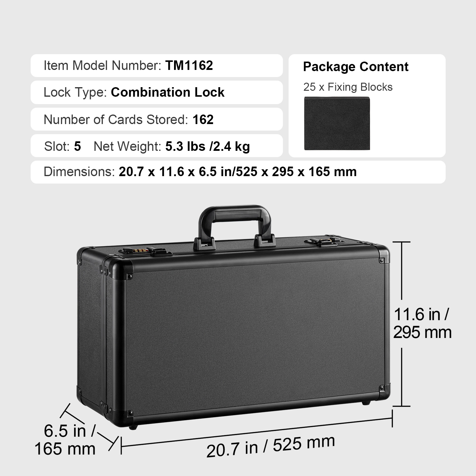 HONGGE Graded Card Storage Box, Graded Sports Cards Holder Carrying Case with Lock Foam Dividers, for PSA Graded Cards