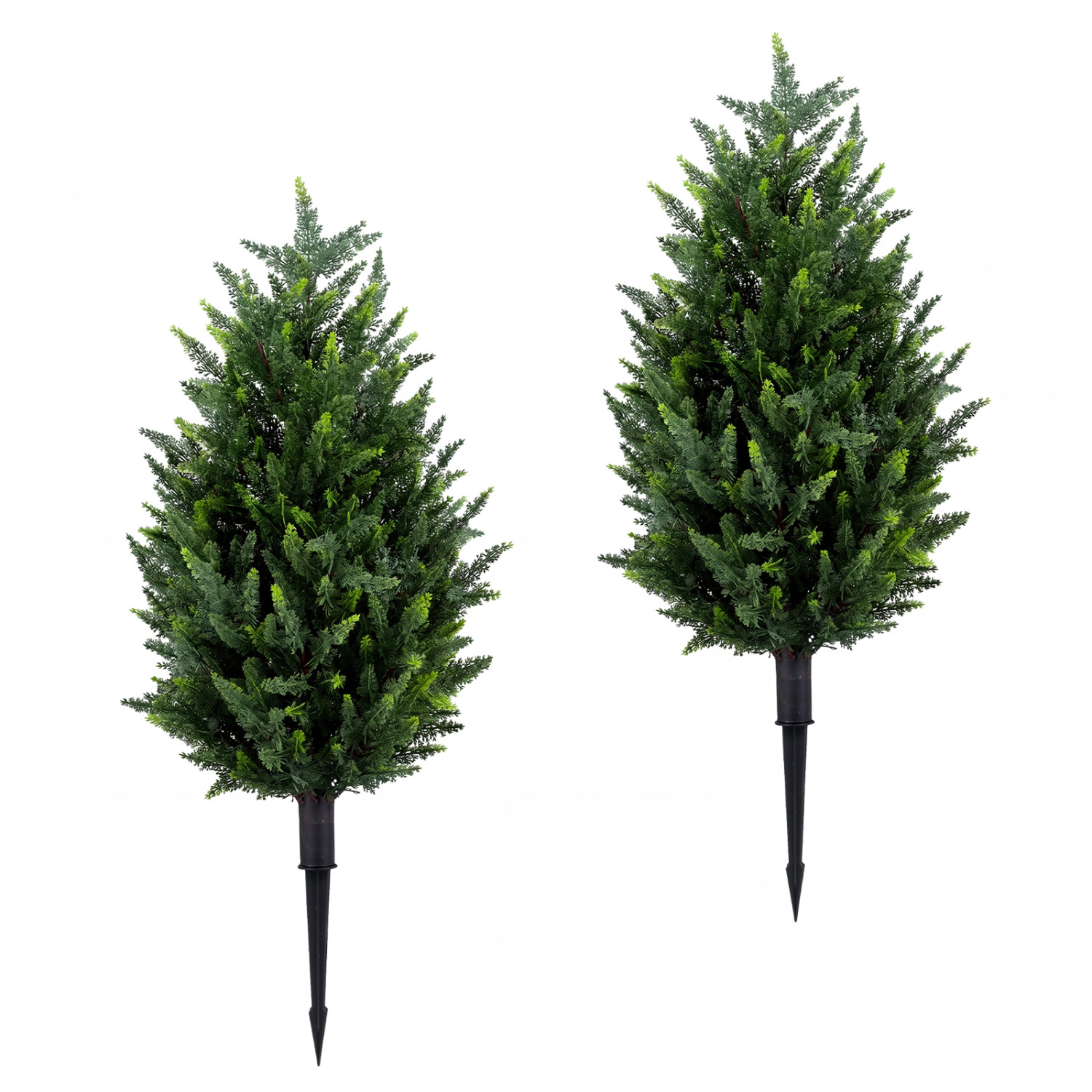 Slickblue Faux Cypress Topiary Trees Set of 2 with Ground Spikes Outdoor Decor