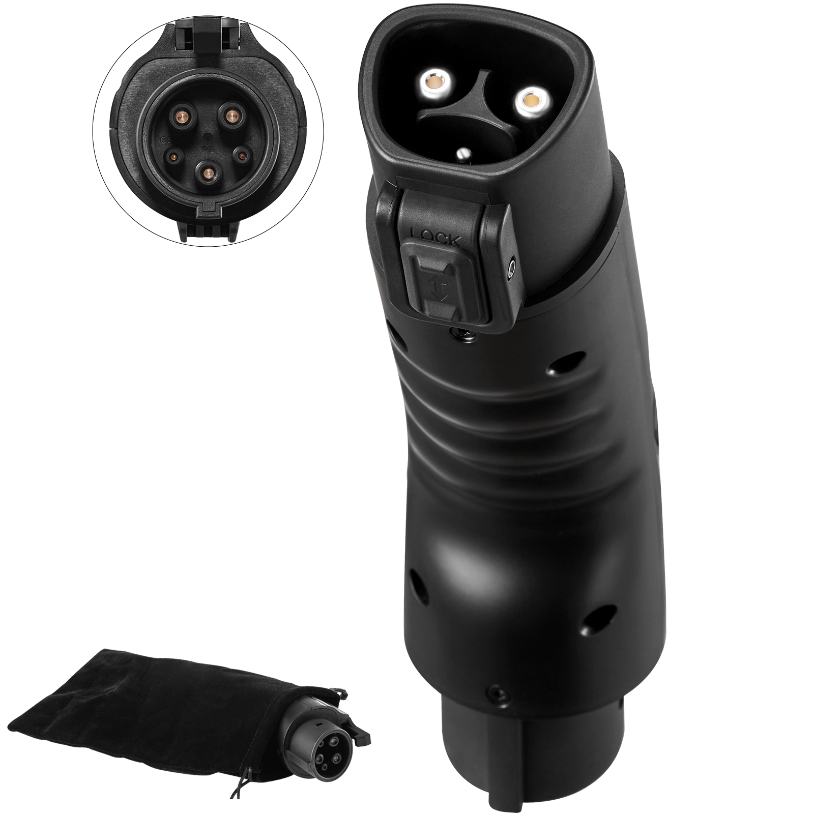 HONGGE J1772 to Tesla Charging Adapter with Storage Bag, Anti-Drop Lock, IP65