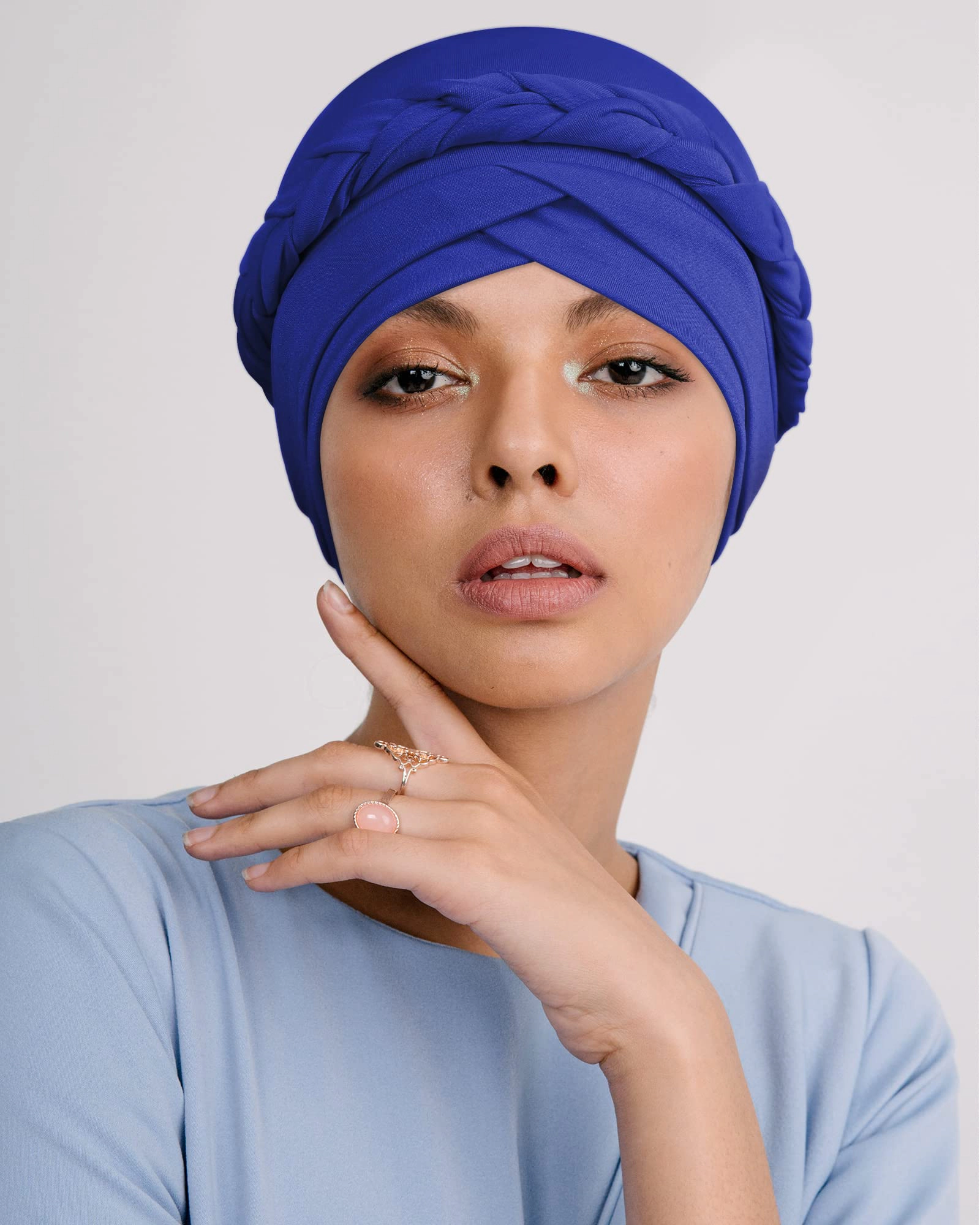 PIGFDK 4 Pieces Turban For Black Women Cap Head Wraps Beaded Headscarf Beanie Wrap