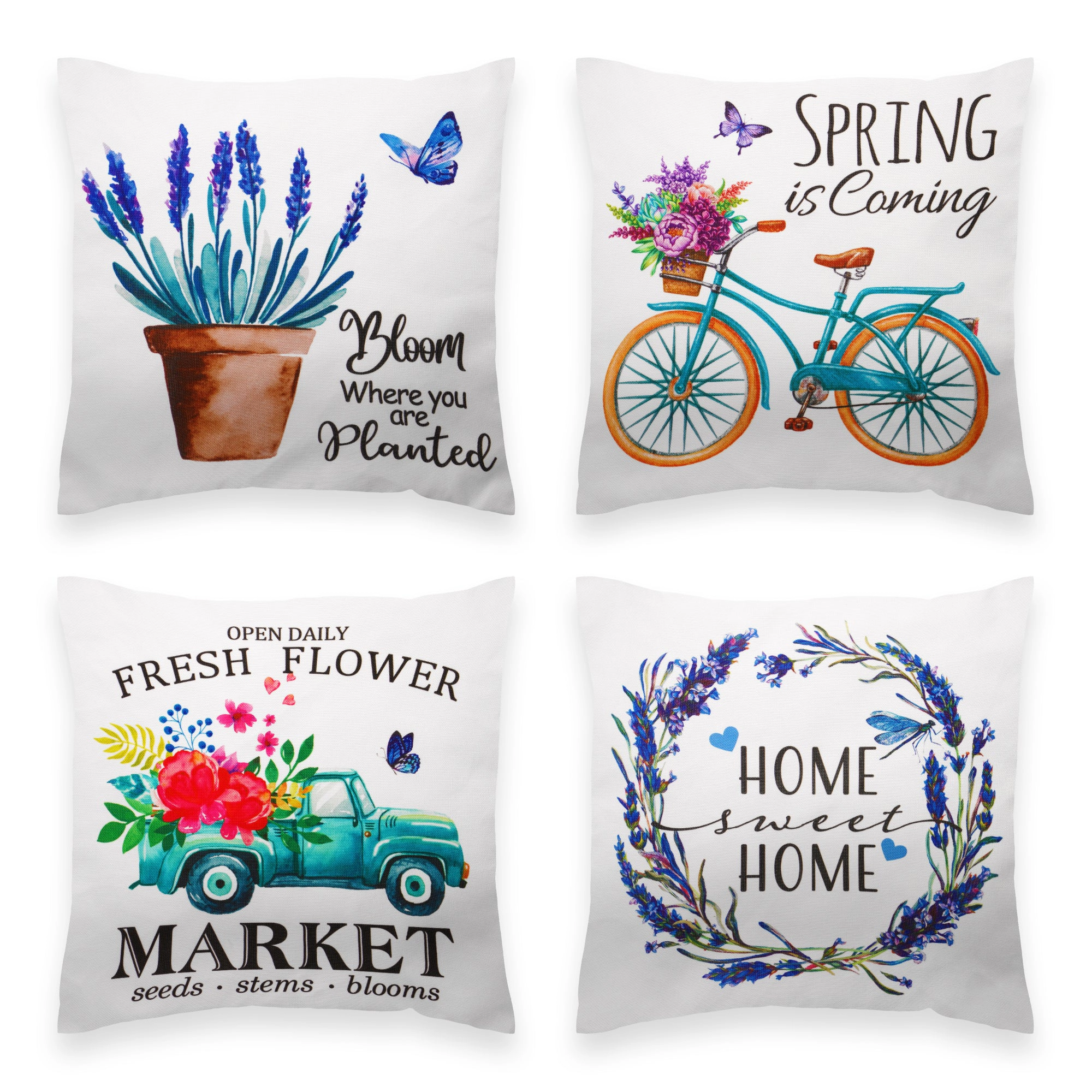 G128 Farmhouse Floral Decorative Throw Pillow Covers