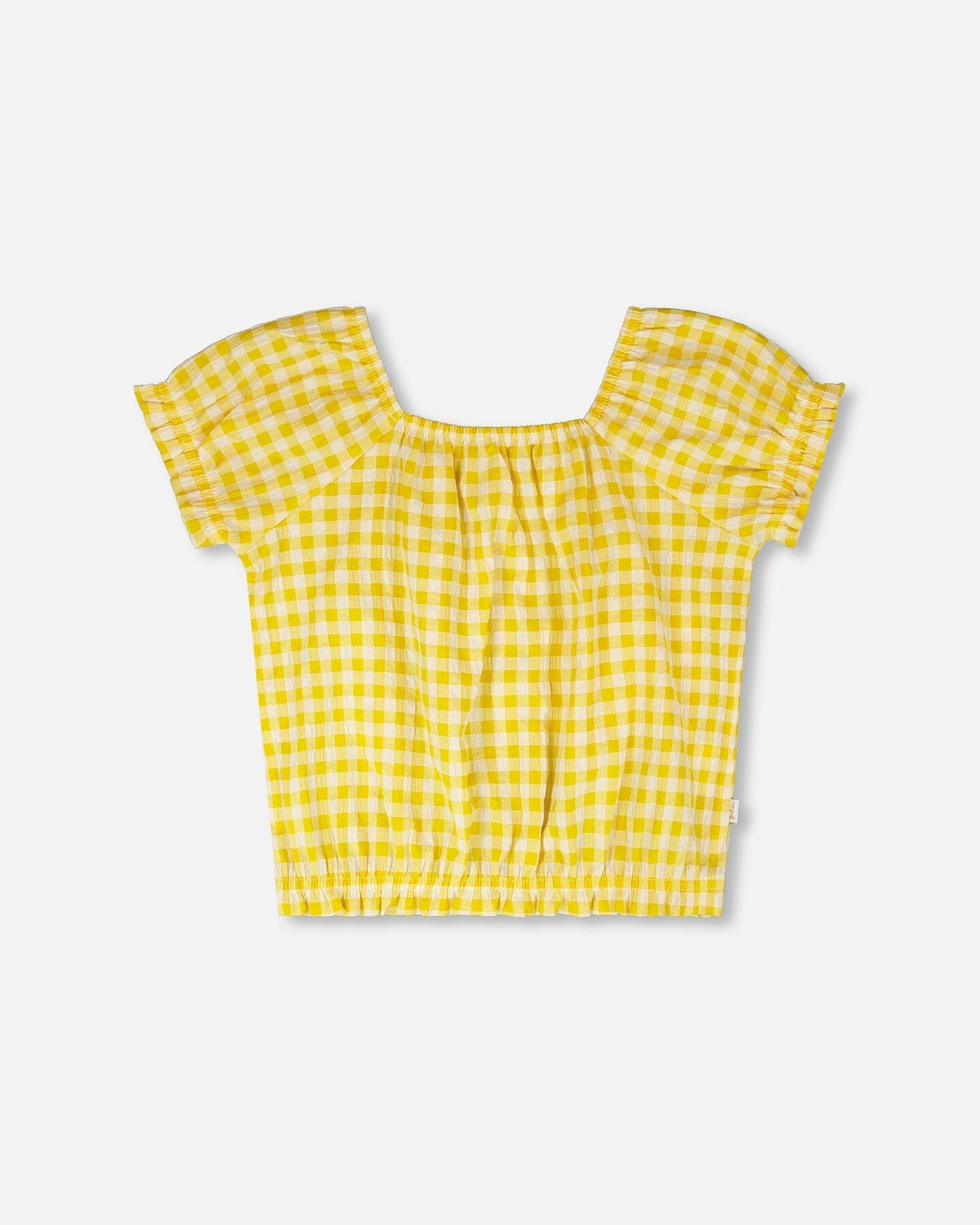 Deux par Girls Peasant Top Gingham