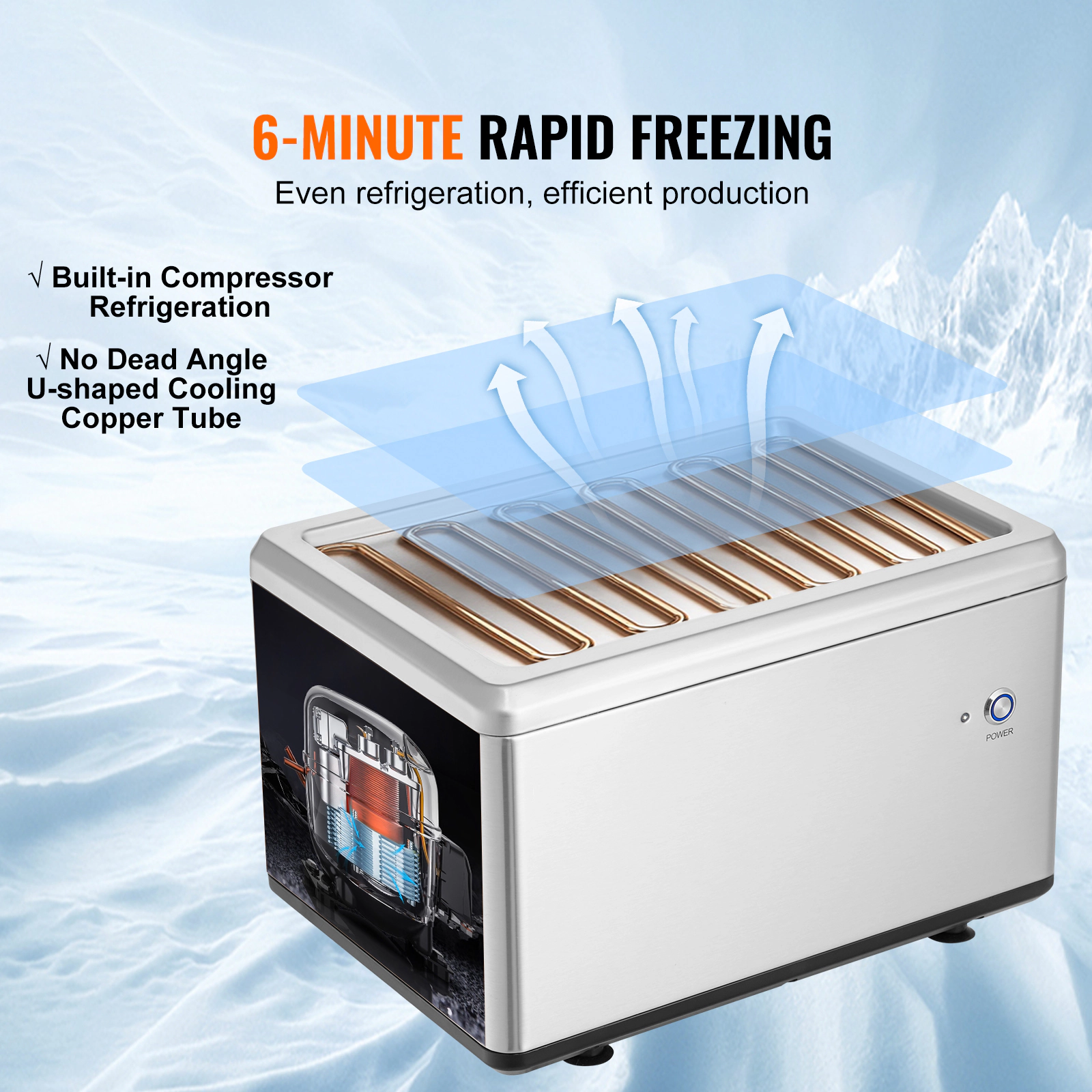 HONGGE Fried Ice Cream Roll Machine Stir-Fried Ice Cream Pan Stainless Steel Rolled Ice Cream Maker with Compressor and