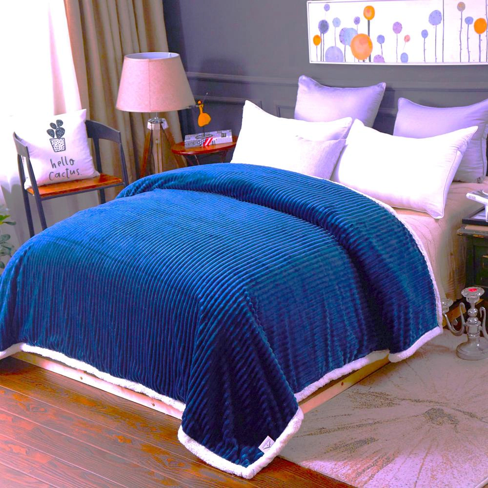 Plazatex Soft Plush Corduroy Sherpa Lined Oversized All Season Comfort Blankets Queen 90" x 90